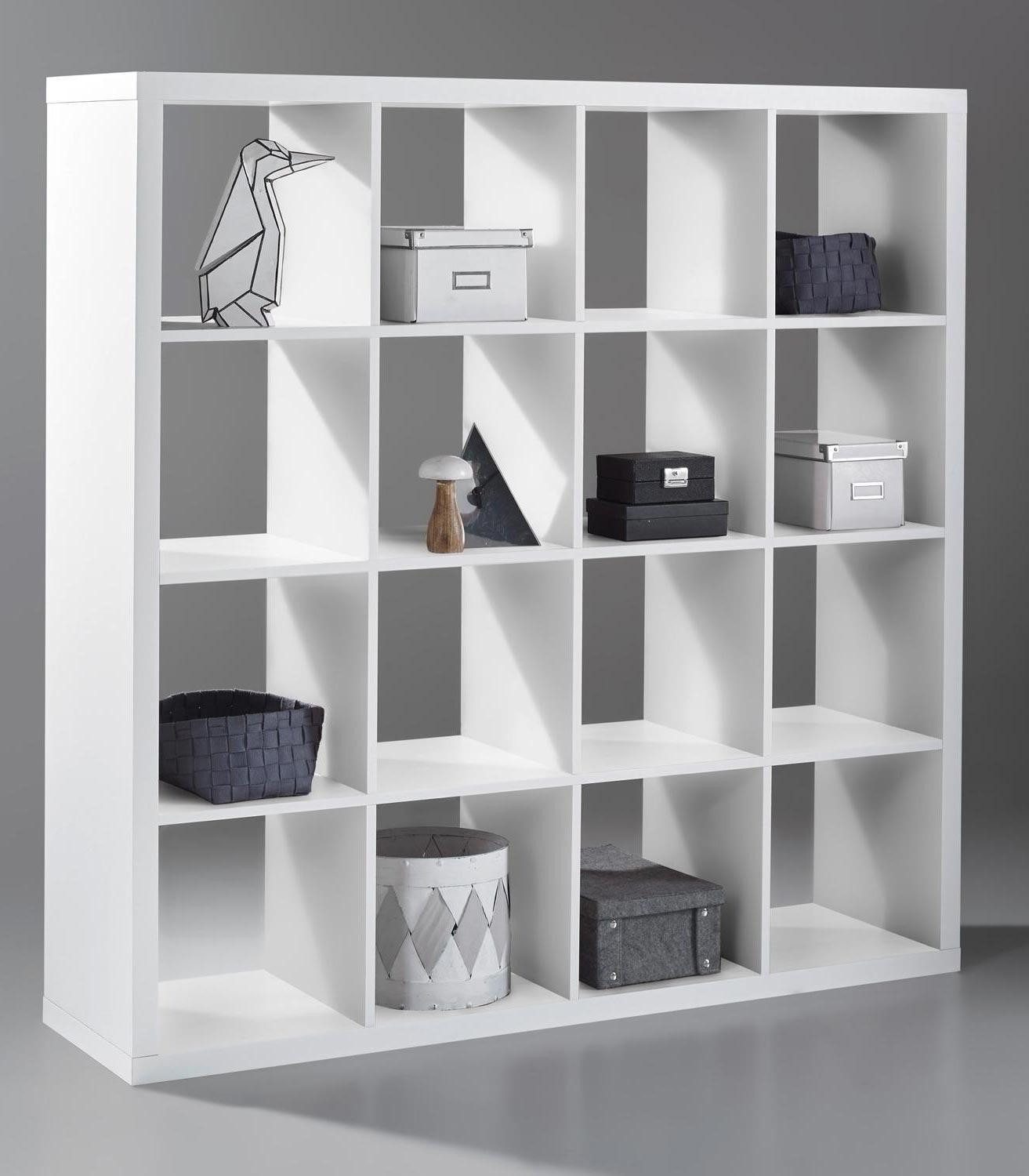 Raumteilerregal STYLE, B 147 x H 147 x 38 cm, Weiß, 4 Etagen, 16 offene Fäc günstig online kaufen