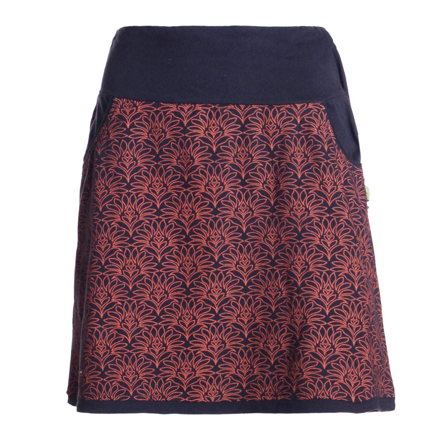 Vishes Minirock Baumwolle Blumen-Muster extra breiter Bund mit Kordel-Zug u günstig online kaufen