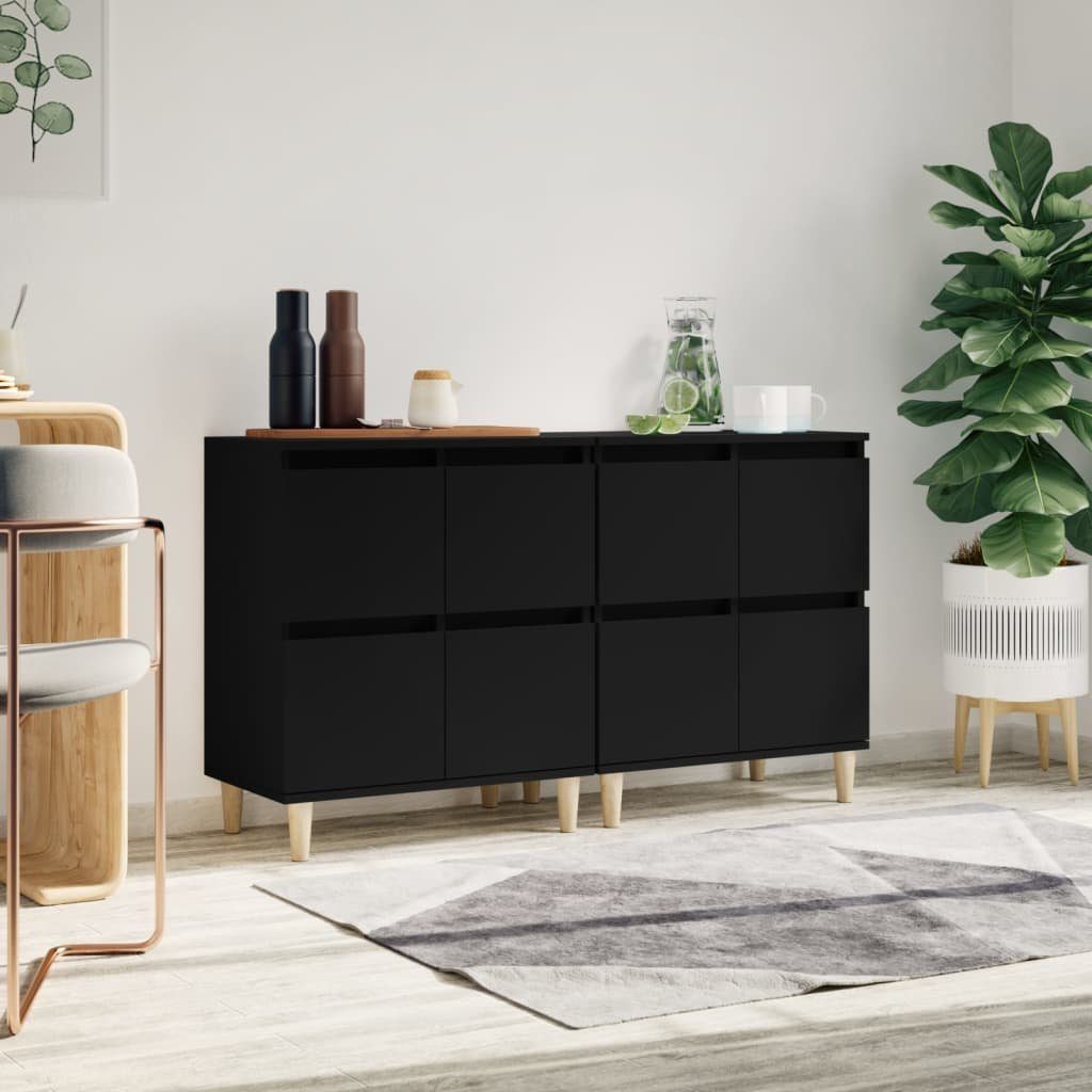 vidaXL Sideboard Sideboards 2 Stk. Schwarz 60x35x70 cm Holzwerkstoff (2 St)