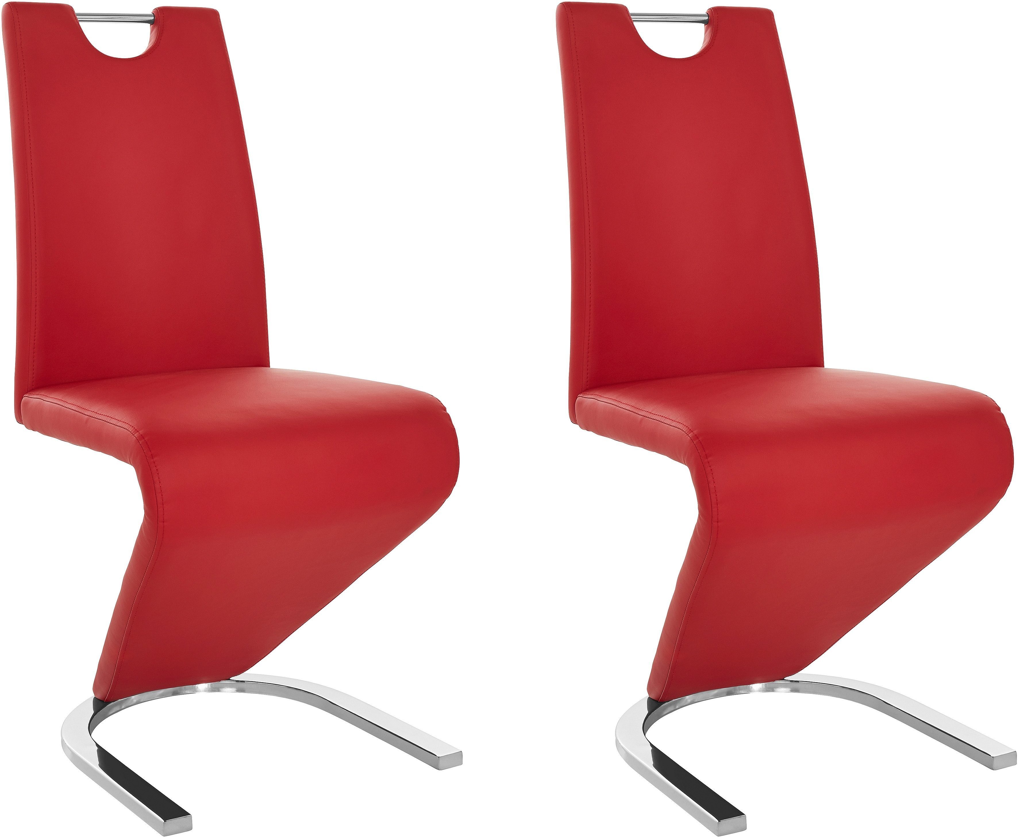 Homexperts Esszimmerstuhl Zora 02 (Set, 2 St), Bezug in Kunstleder, Rückenlehne mit Griff zum einfachen Zurückziehen rot