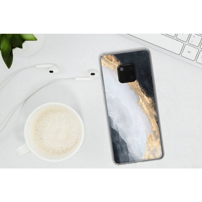 MuchoWow Handyhülle Abstrakt - Farbe - Gold - Schwarz - Marmor Handyhülle Huawei Mate 20 Pro Handy Case Silikon Bumper Case OR12134