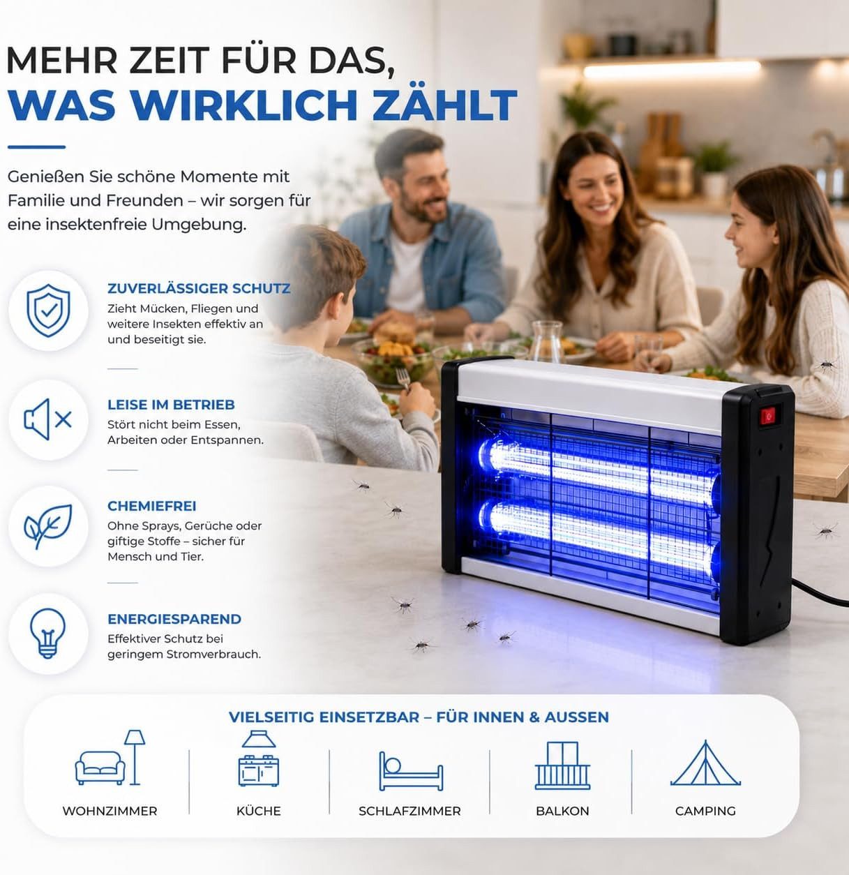 TK Gruppe Insektenvernichter Insektenvernichter elektrisch – Mückenlampe mit UV-Licht – Mückenfalle