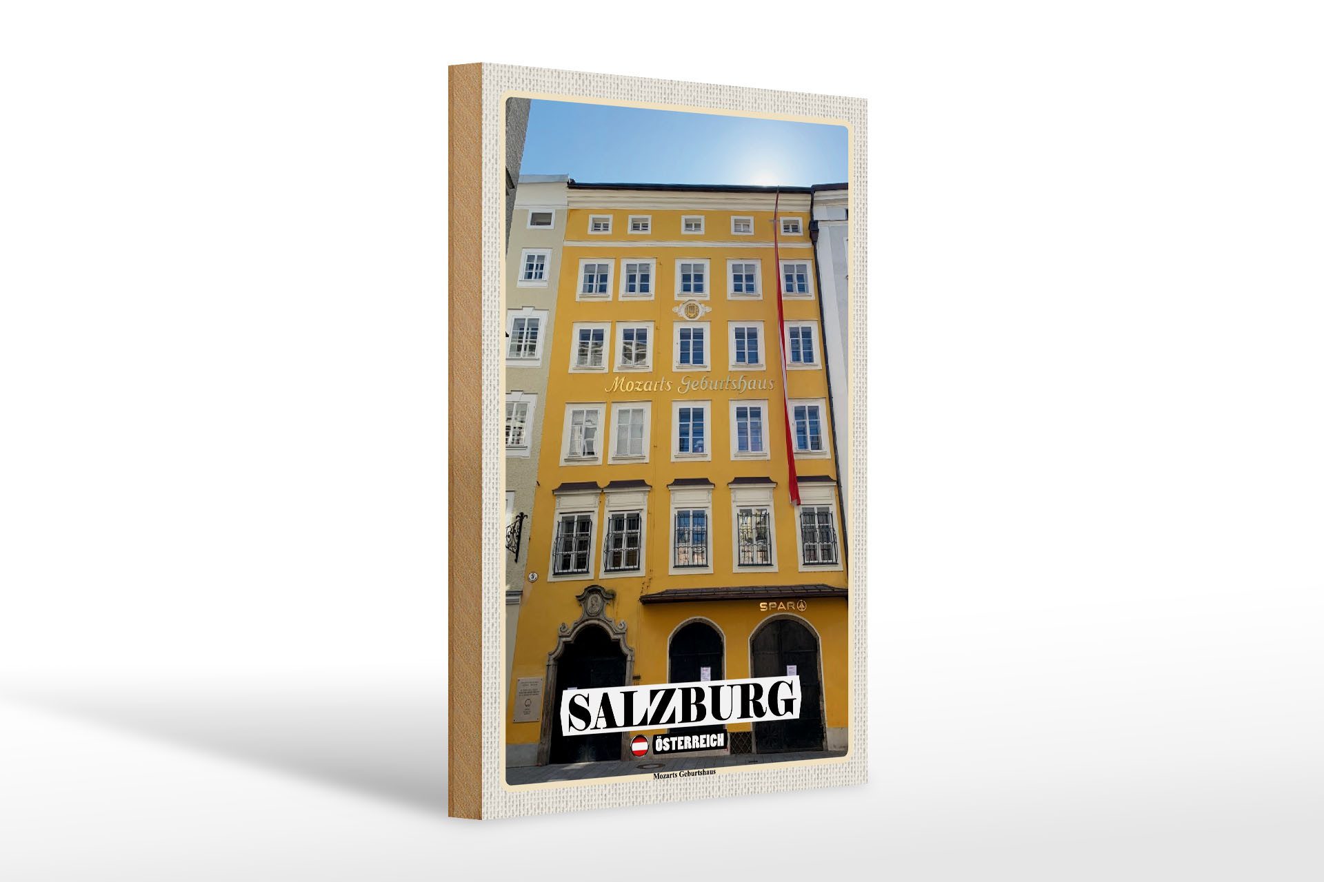Holzbild Reise Salzburg Mozarts Geburtshaus 20x30cm