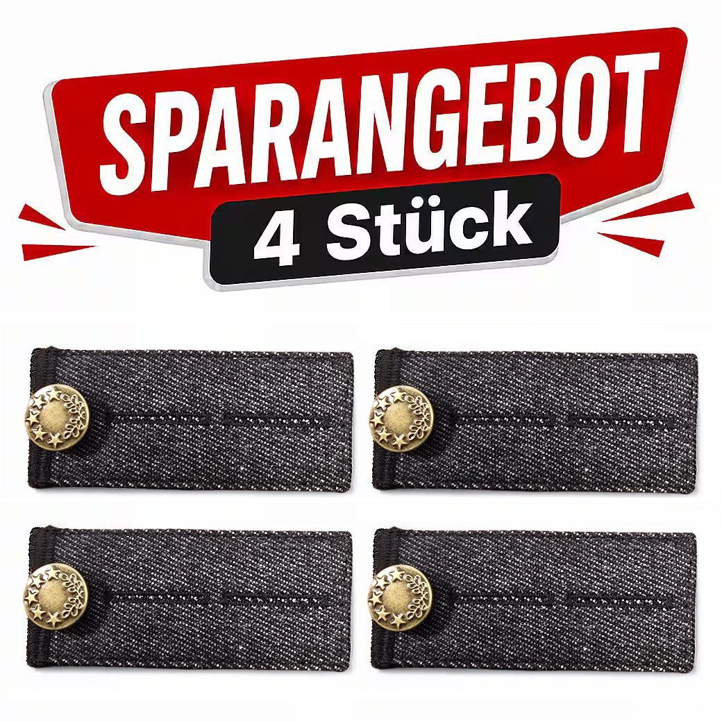 Ware aus aller Welt Bunddehner 4er Set Hosenbund-Erweiterung 8,2 × 3,6 cm Bundweite flexibel anpassen (4-tlg), Jeansknopf-Erweiterung Hosenweiterer Hosenbund-Verlängerung