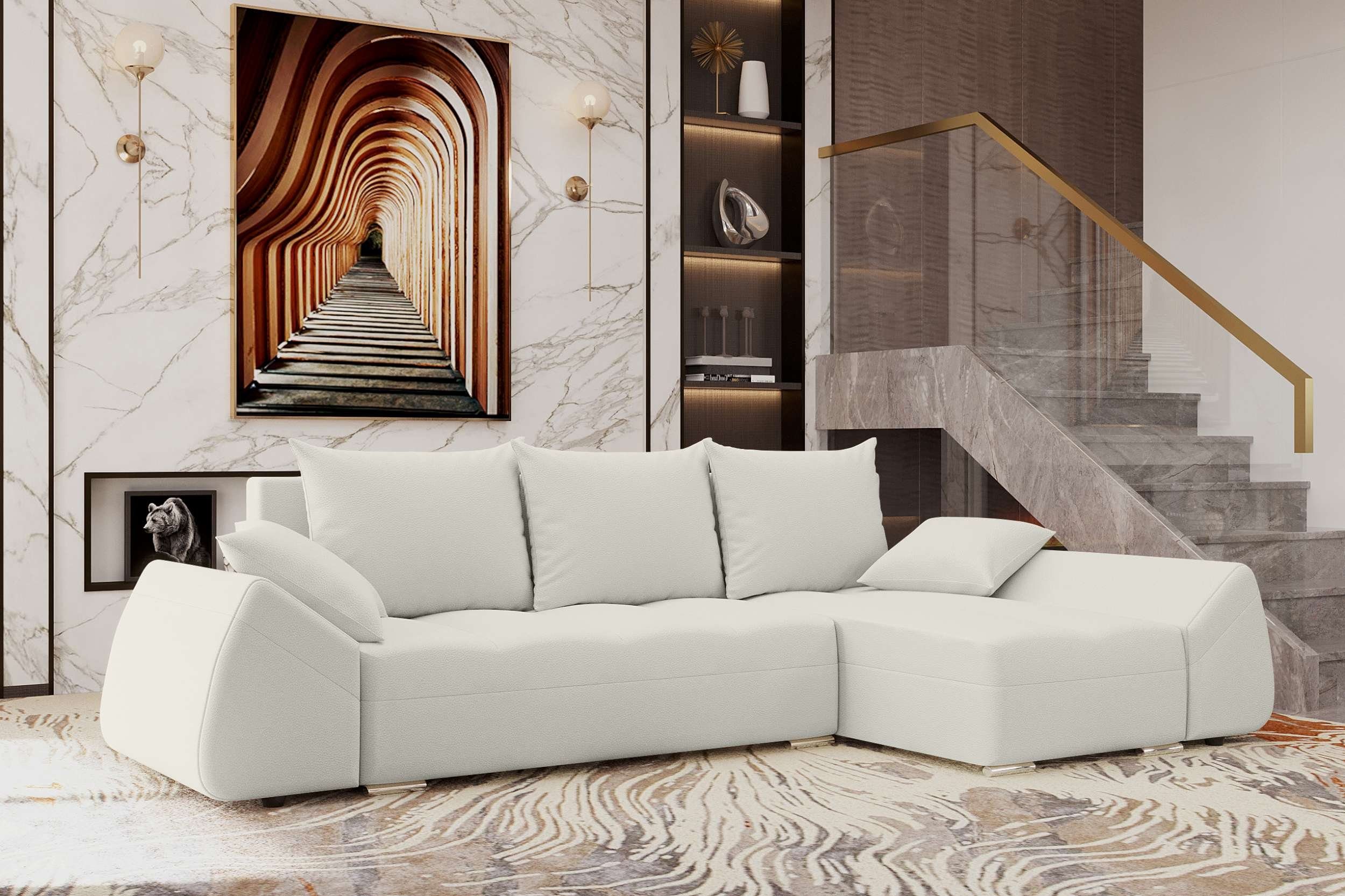 Design L-Form, Sitzkomfort, Bettfunktion, Stylefy Ecksofa mit Bettkasten, Cascade, Sofa, mit Eckcouch, Modern