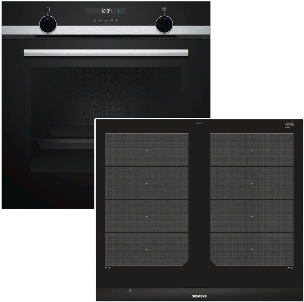 SIEMENS Flex-Induktions-Herd-Set Set Teleskopauszug EcoClean + Induktionskochfeld flexInduktion 60 cm, mit 1-fach Teilauszug