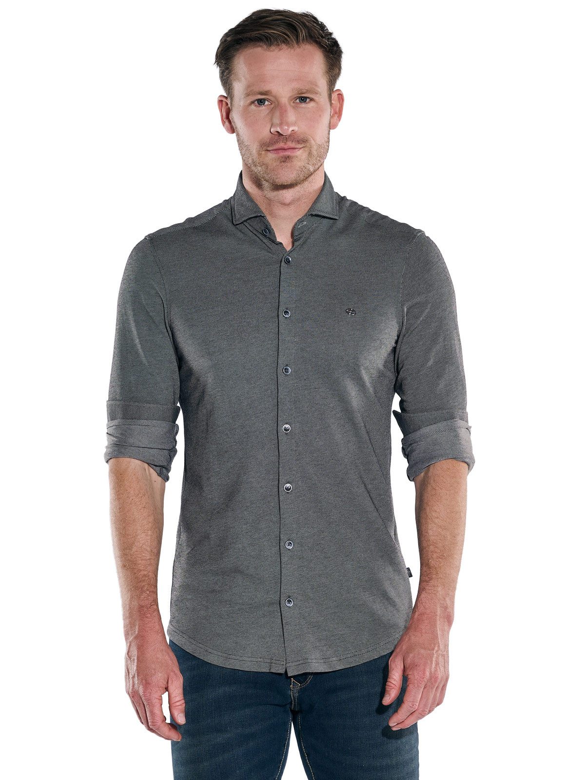 Engbers Langarmhemd engbers Herren Langarm-Hemd gemustert, Anthrazit günstig online kaufen