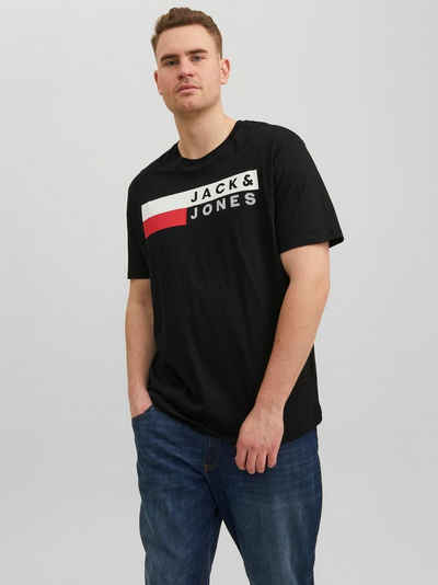 Jack & Jones T-Shirt Logo T-Shirt Plus Size Kurzarm Übergrößen Shirt JJECORP 4831 in Schwarz-2