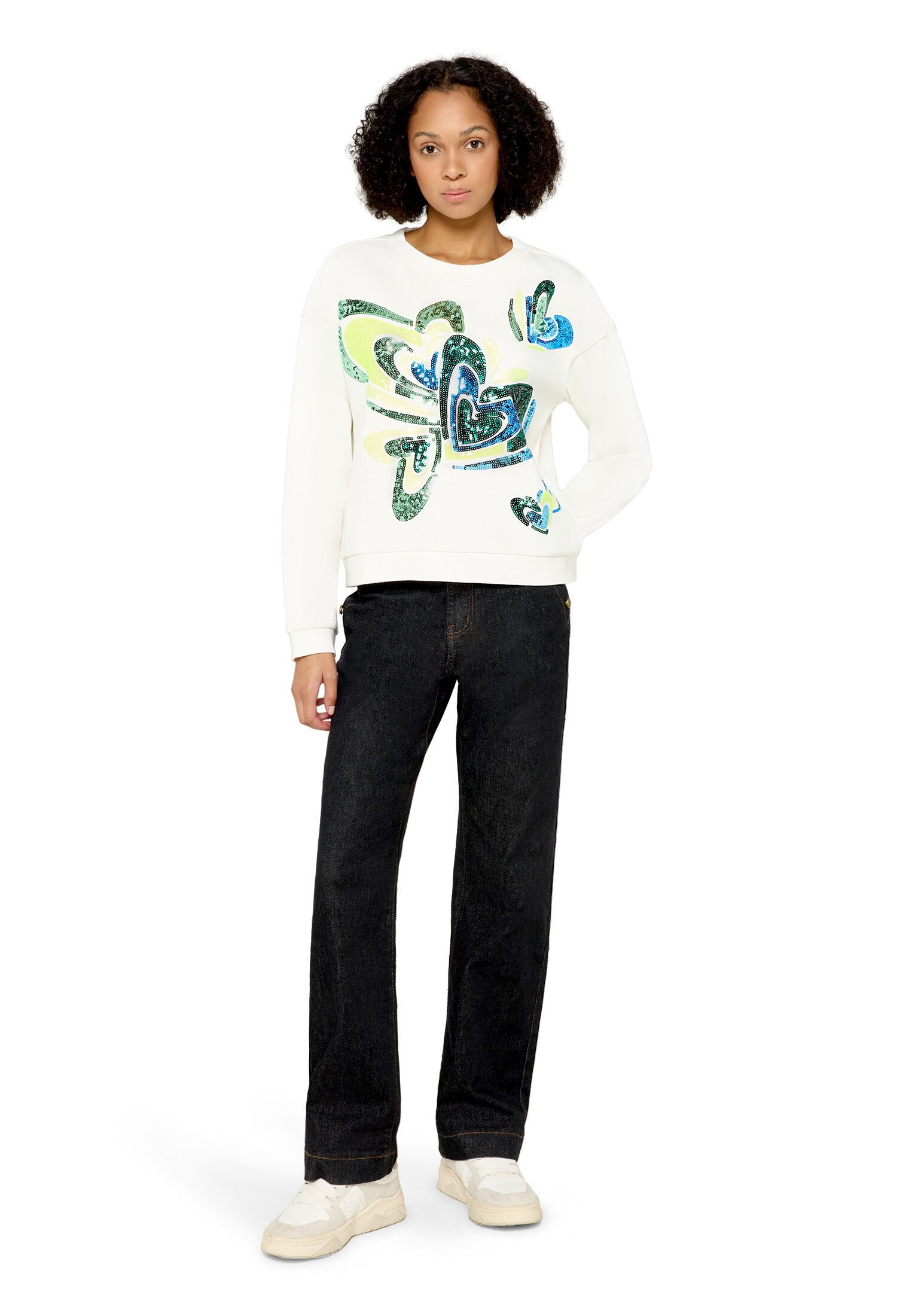 Cartoon Sweatshirt Damen mit Rippbündchen