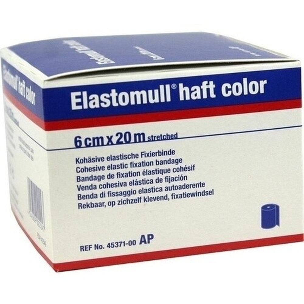 Elastomull Bandage ELASTOMULL haft color 6 cmx20 m Fixierb.blau 1 Stück