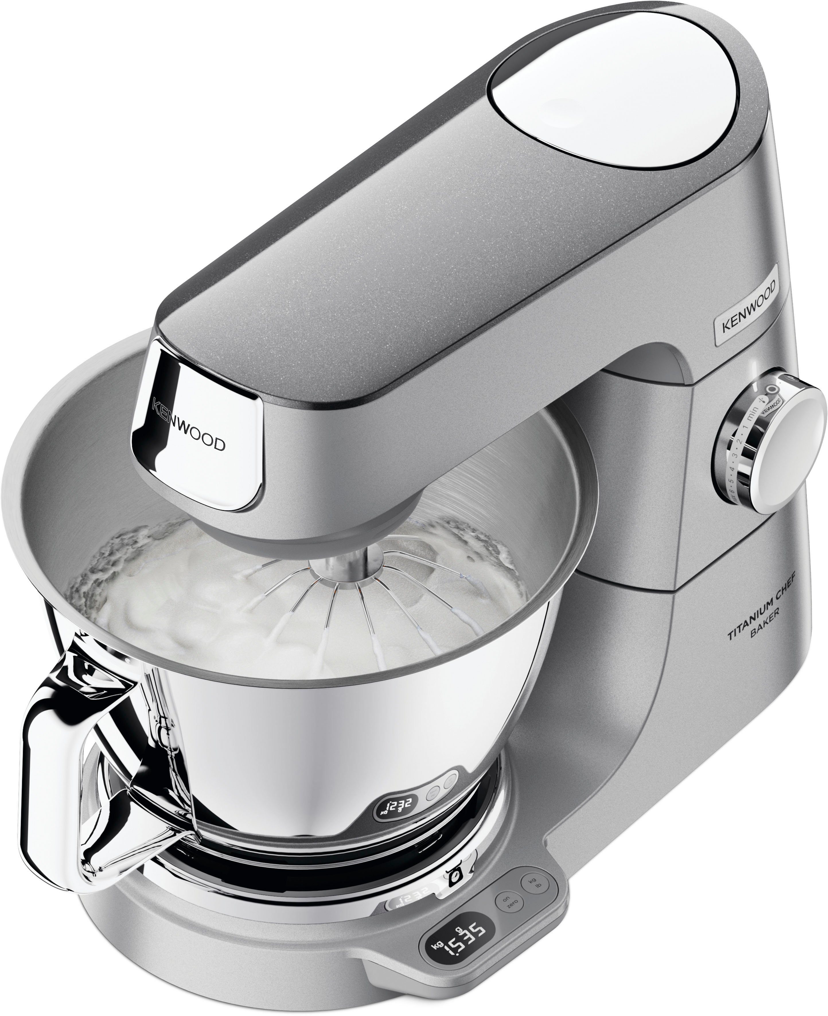 KENWOOD Küchenmaschine Chef Zubehör, l 5 1200 Schüssel, W, mit integrierter umfangreiches Waage EasyWeigh Baker inkl. Titanium KVC85.594SI,