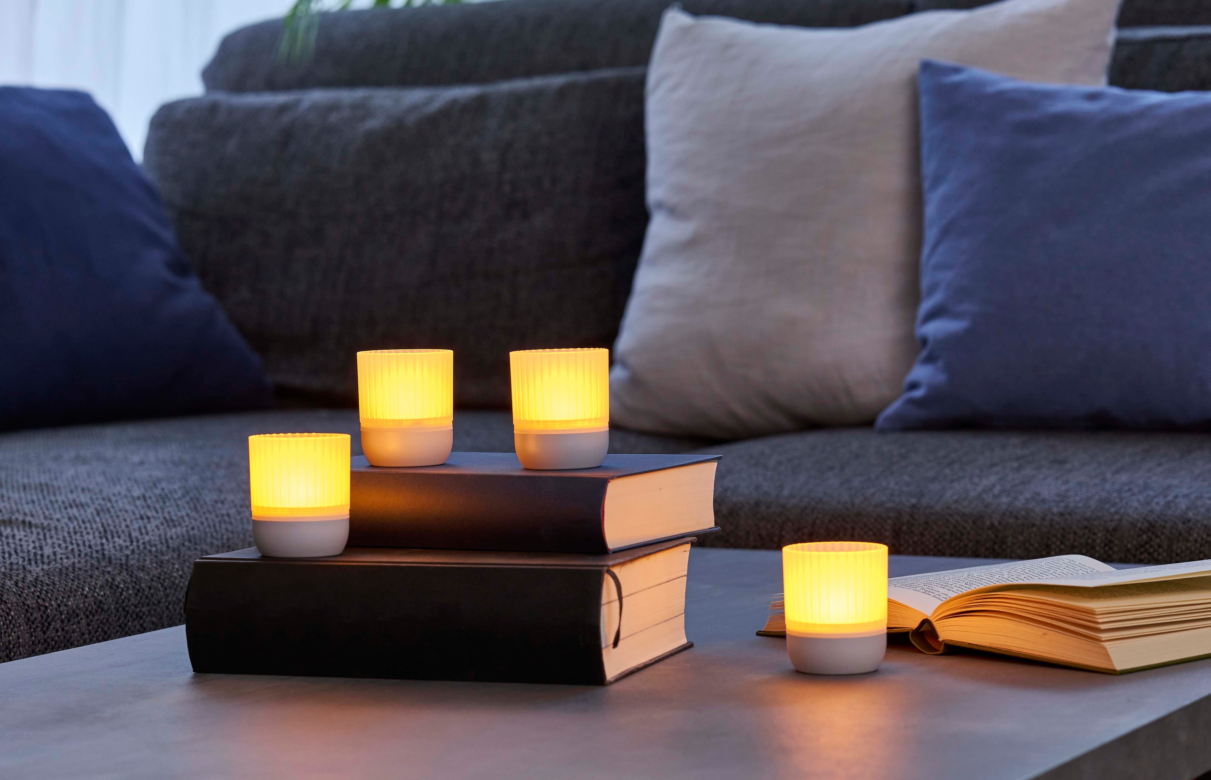 Northpoint LED Dekolicht LED Akku Lounge Lights 4er-Set Touchsensor Innen Außen RGBW