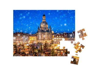 puzzleYOU Puzzle Weihnachtsmarkt vor der Dresdner Frauenkirche, 48 Puzzleteile, puzzleYOU-Kollektionen Sachsen, Dresden, Deutschland, Weihnachten