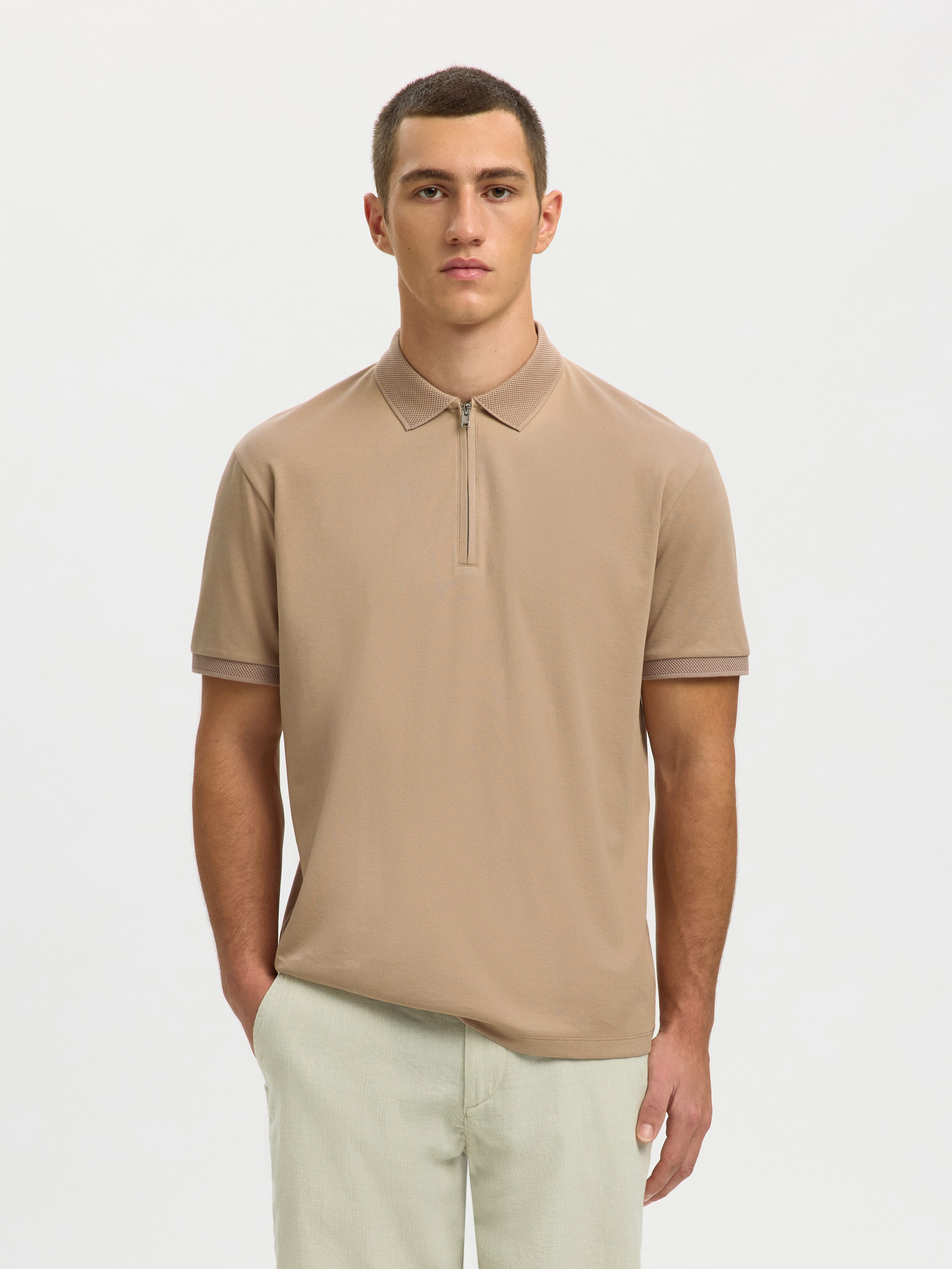 Selected Poloshirt SLHFAVE ZIP SS POLO NOOS Baumwollmischung, regular fit günstig online kaufen