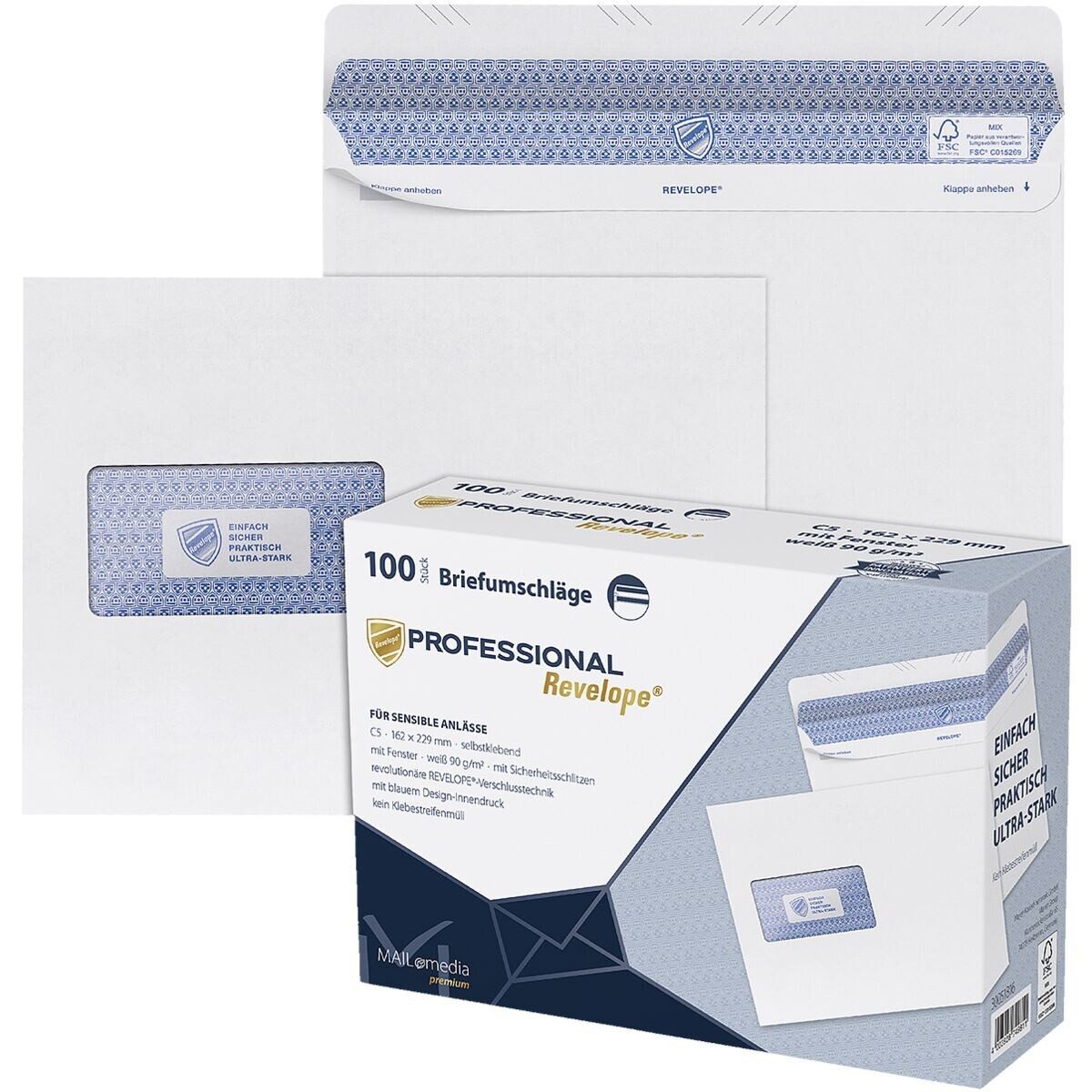 MAILMEDIA Versandtasche Professional, C5, mit Fenster, Selbstklebung