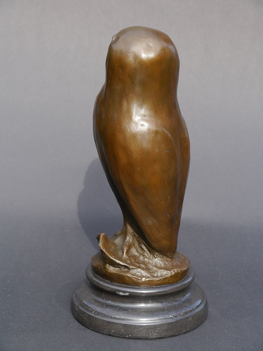 AFG Tierfigur Bronze Figur Vogel einer Eule stehenden Skulptur