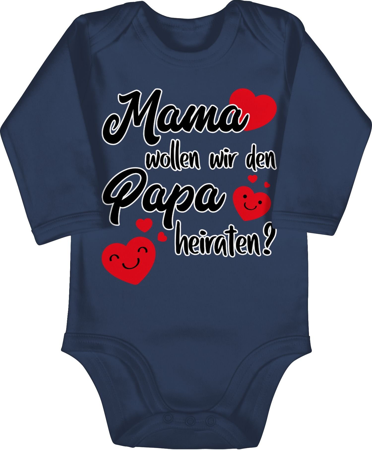 2 Blau - Shirtracer Navy Baby wollen wir heiraten Papa Shirtbody Mama - Hochzeit Heiratsantrag