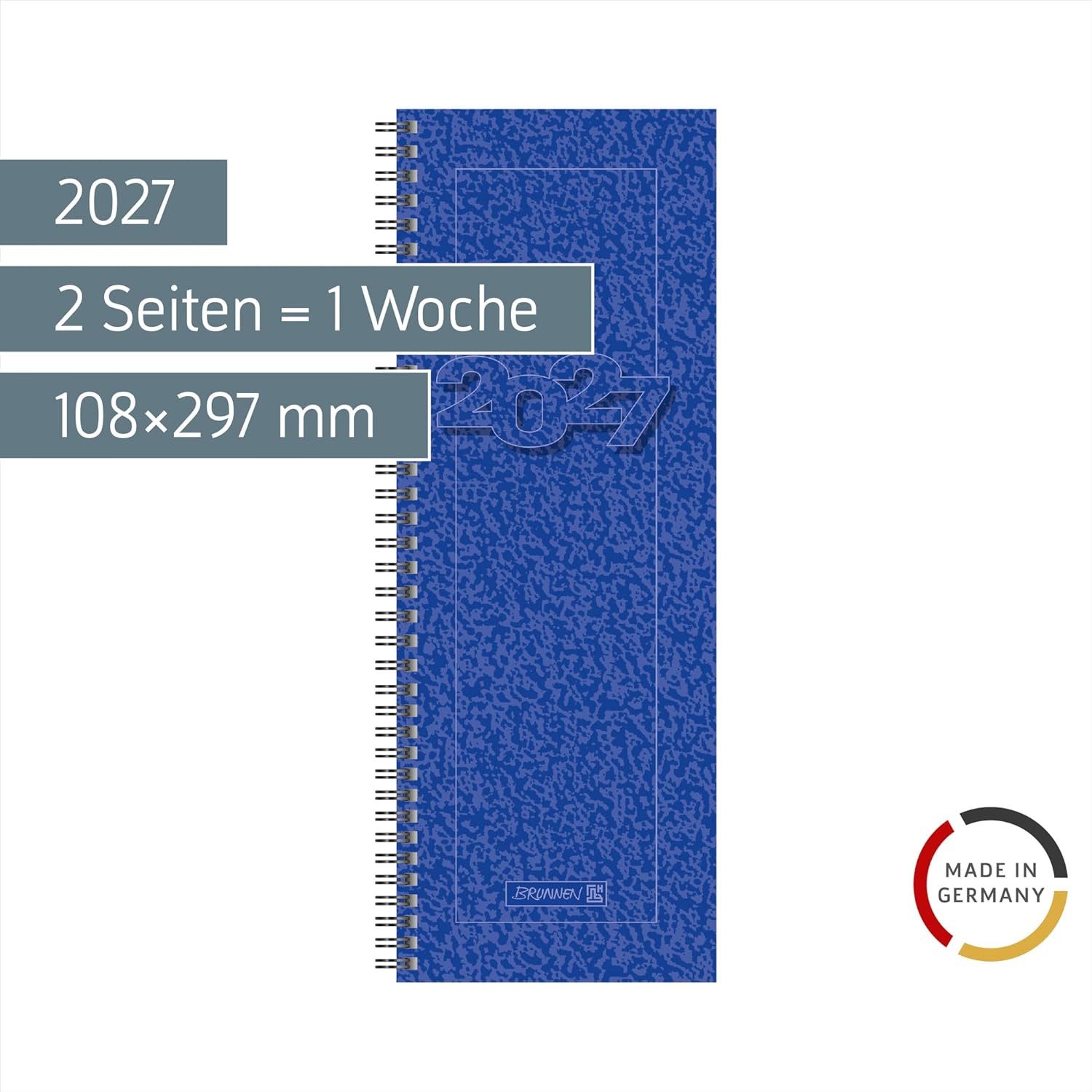 BRUNNEN Ringbuchkalender BRUNNEN Vormerkbuch Mod. 783 2027, 108×297 mm, Karton, blau