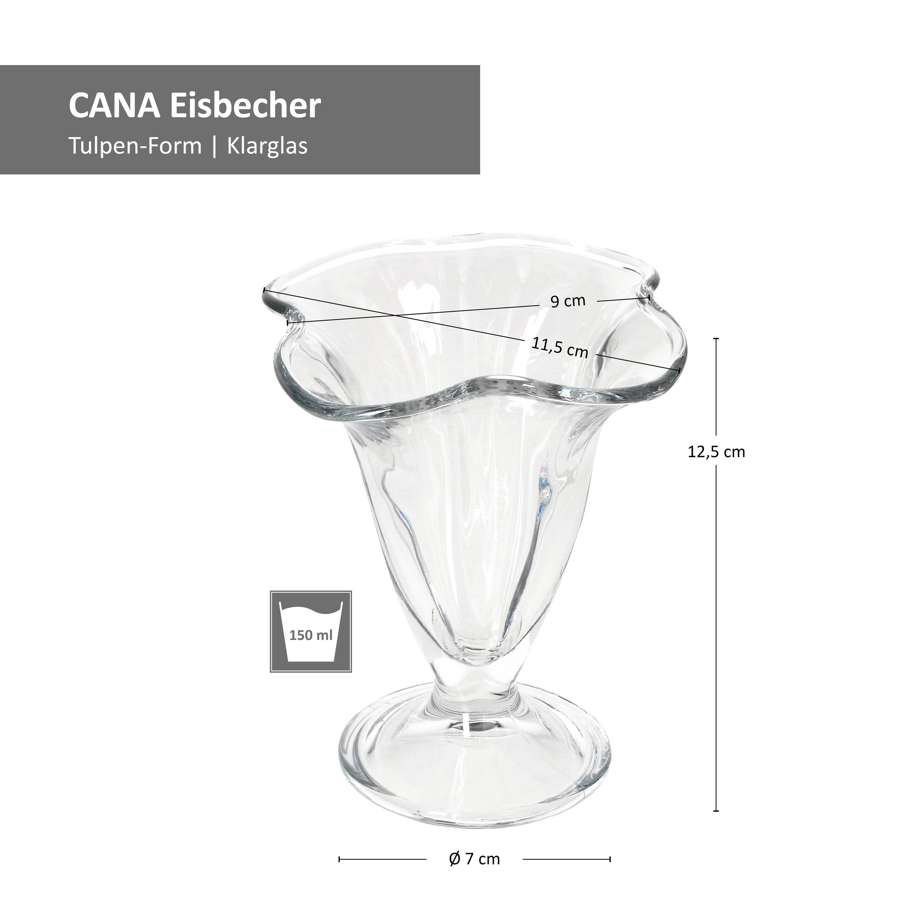 Eisschale 150ml Fuß Eisbecher 2x Glas MamboCat Dessert-Schale, CANA mit