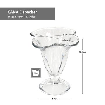 MamboCat Eisschale 6x CANA Eisbecher mit Fuß 150ml Dessert-Schale, Glas