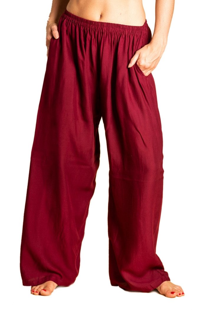 Stoffhose leichte Sommerhose Damen - weite Palazzohose 100% Viskose mit Taschen