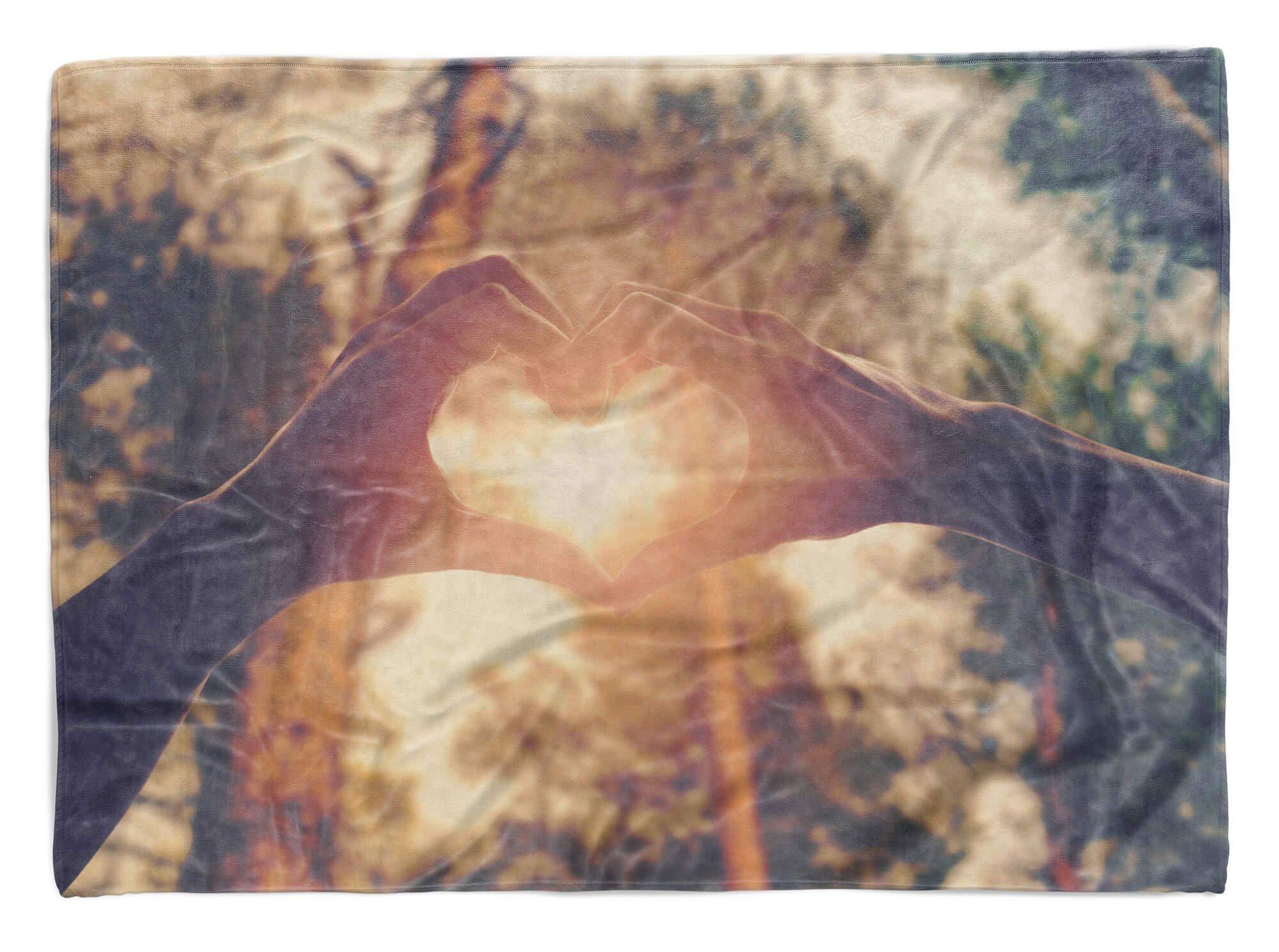 (1-St), Handtuch Herz Sinus Baumwolle-Polyester-Mix Handtuch Kuscheldecke Handtücher Strandhandtuch mit Saunatuch Fotomotiv Art Sonnenstrahl,