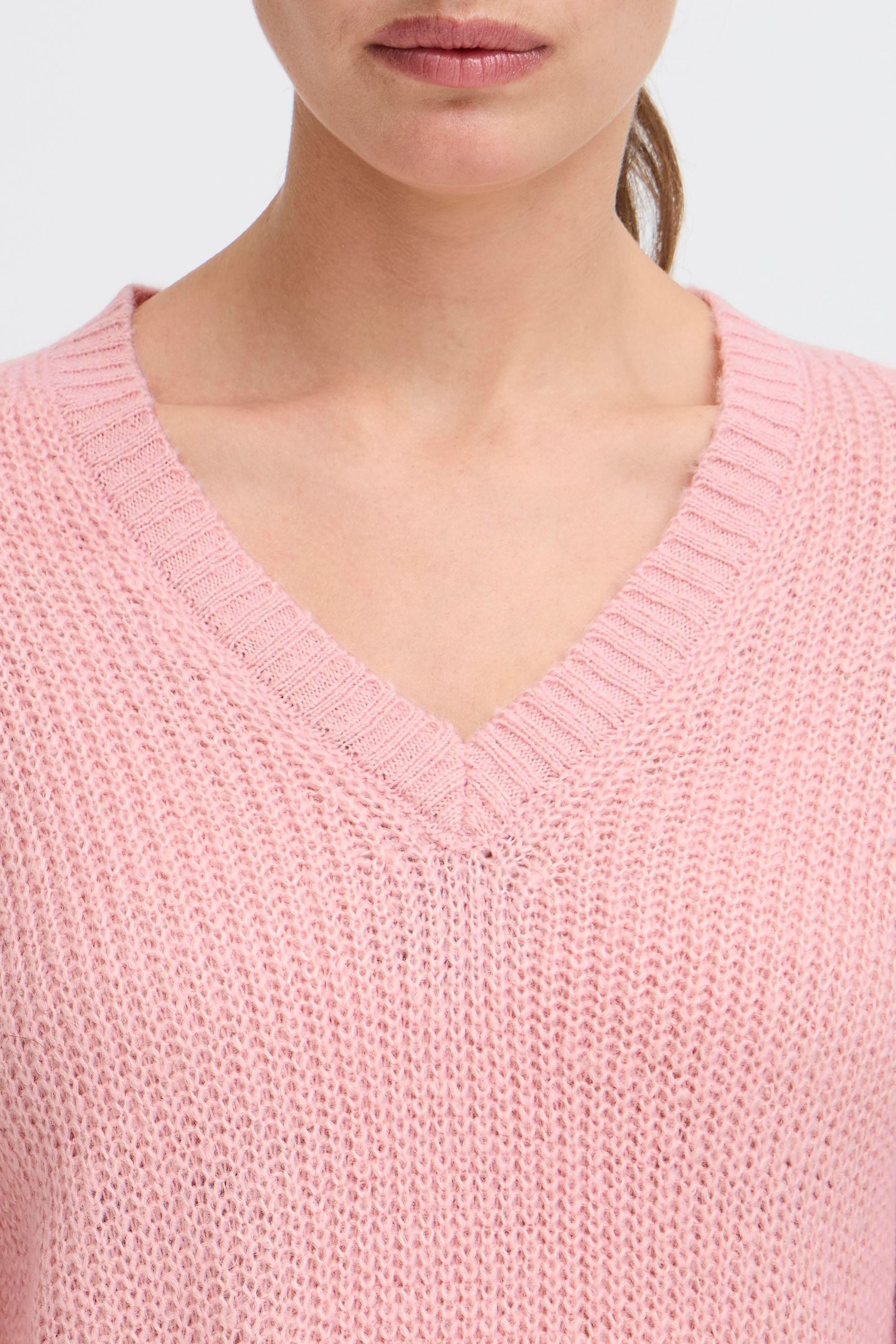 OXMO V-Ausschnitt-Pullover OXFSinvi Modischer Grobstrick-Pullover mit V-Ausschnitt