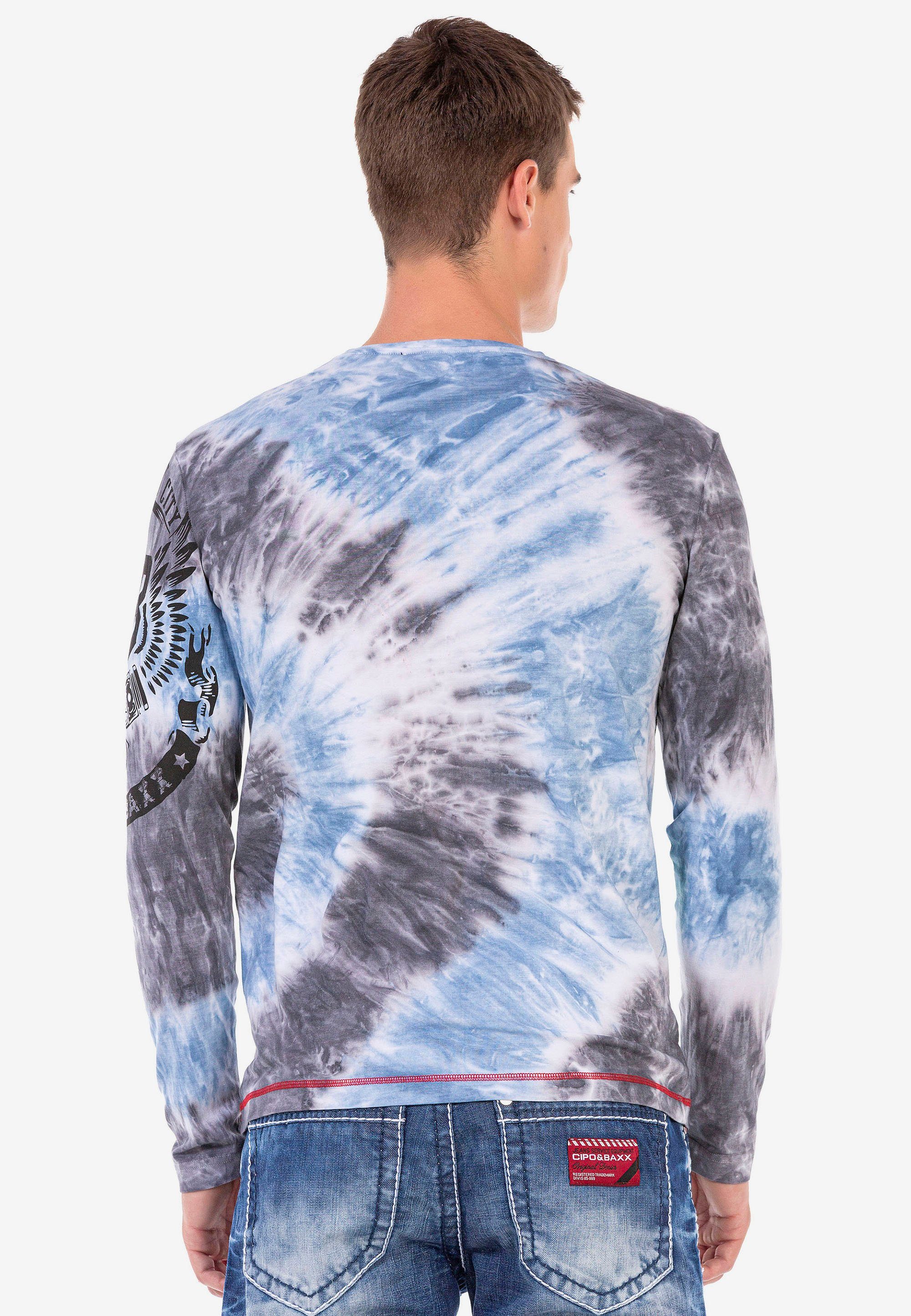 mit coolem Baxx Langarmshirt Markenprint blau Cipo &