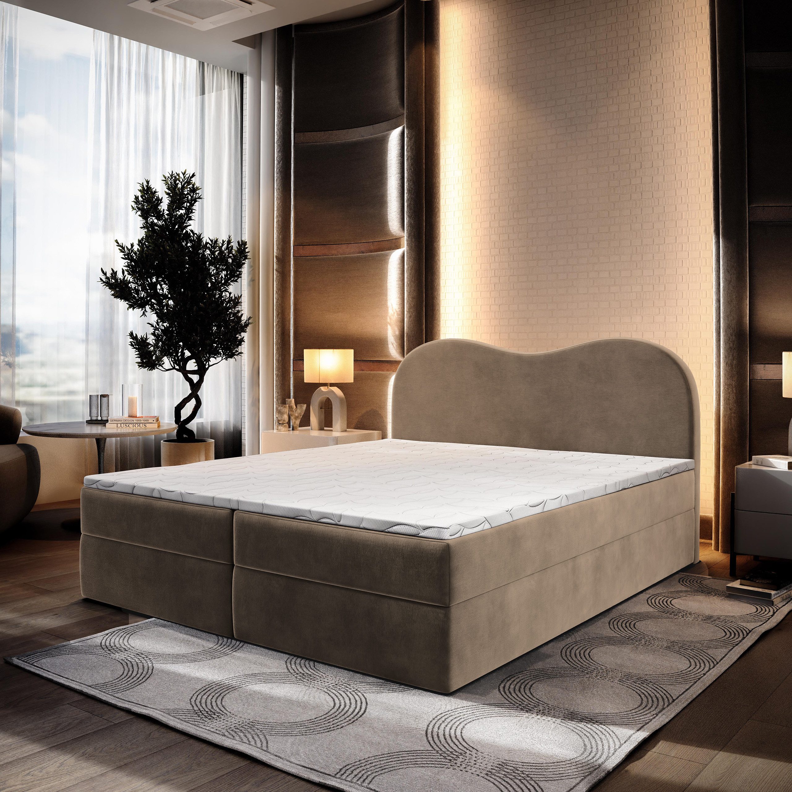 Masseno Boxbett FLUVIA 140x200 cm mit Bonell Matratze und Topper
