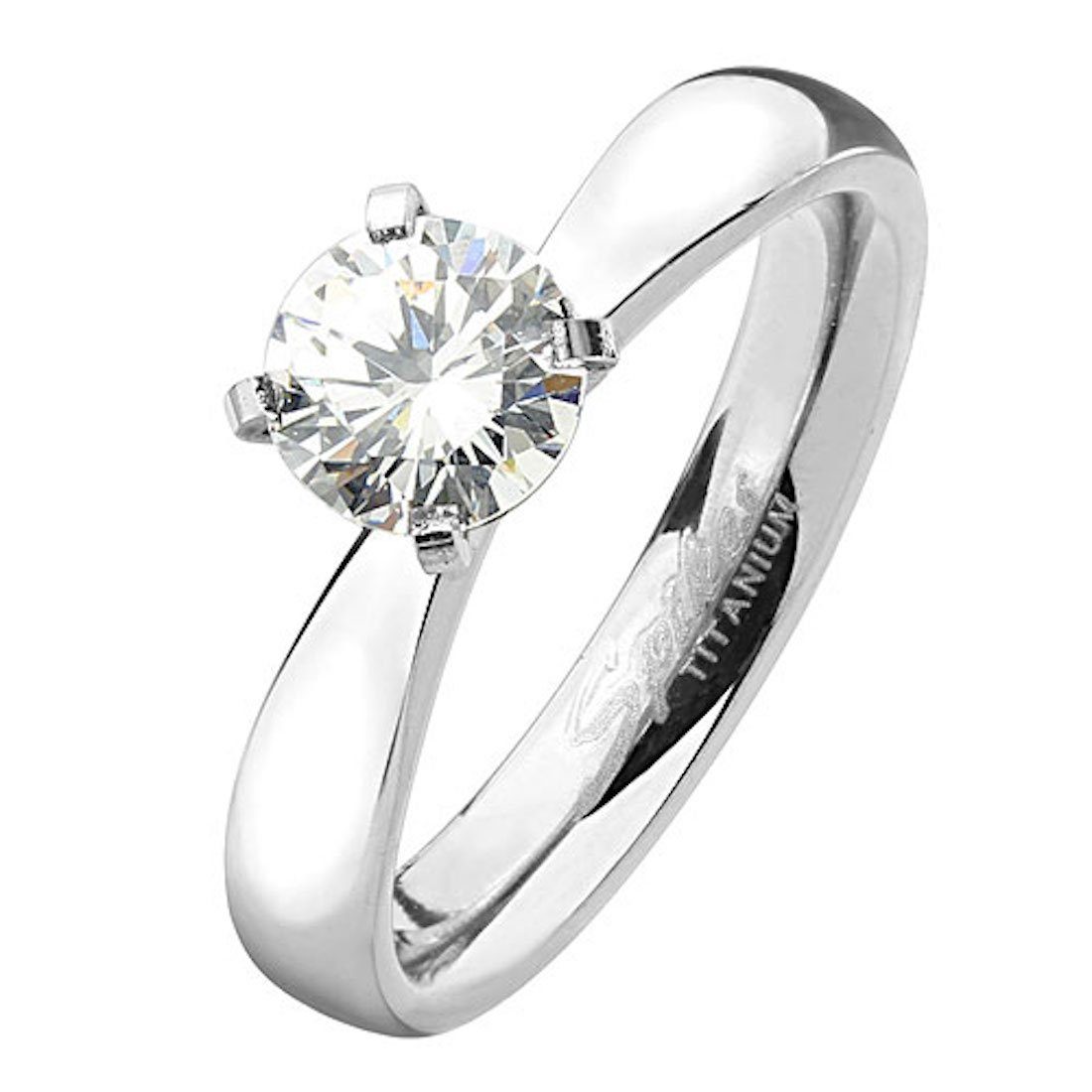 Fingerring Damen Ring Edelstahl mit einem Zirkonia
