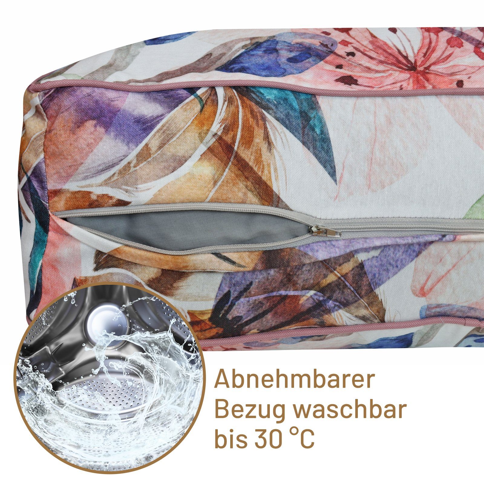 RelaxXL Palettenkissen Palettenauflagen-Set FLORA, Rückenkissen 60x40cm Blumenmuster