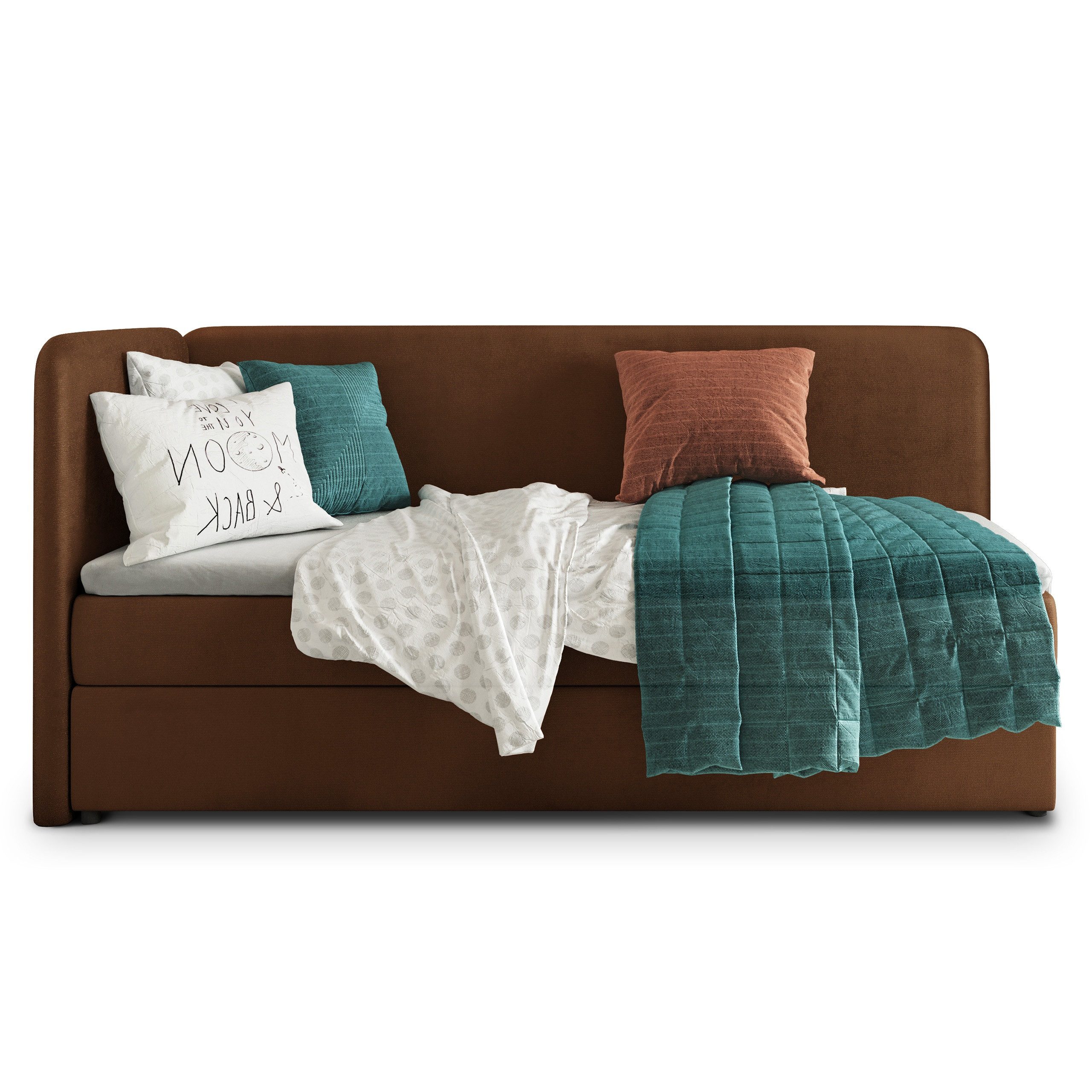 Masseno Boxbett GINA 80x200 cm mit Bonell Matratze und Topper, Einzelbett, Jugendbett, Polsterbett mit Kopfteil, Boxspringbett