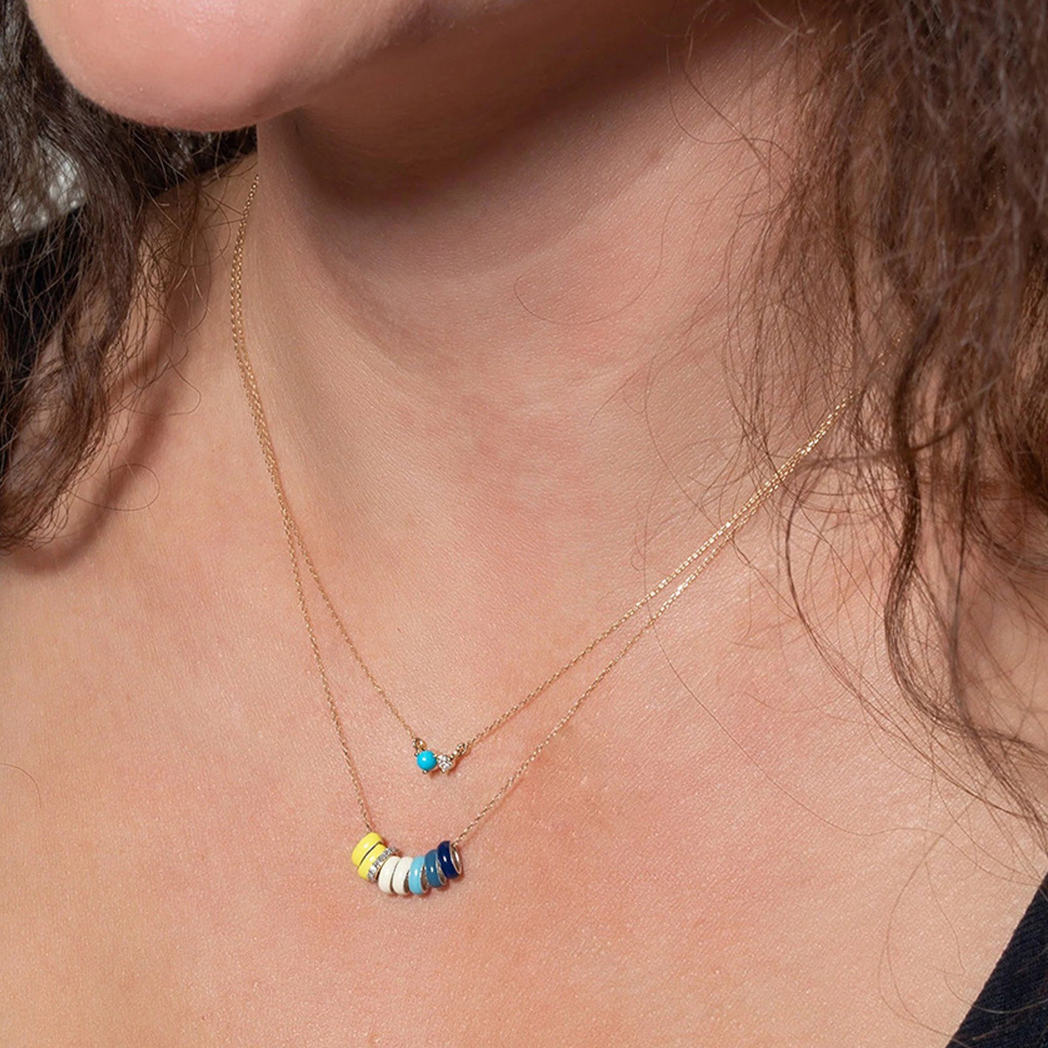 GOLDEN 925 Charm-Kette Halskette, Sterling Türkise Halskette minimalistische Mond Silber