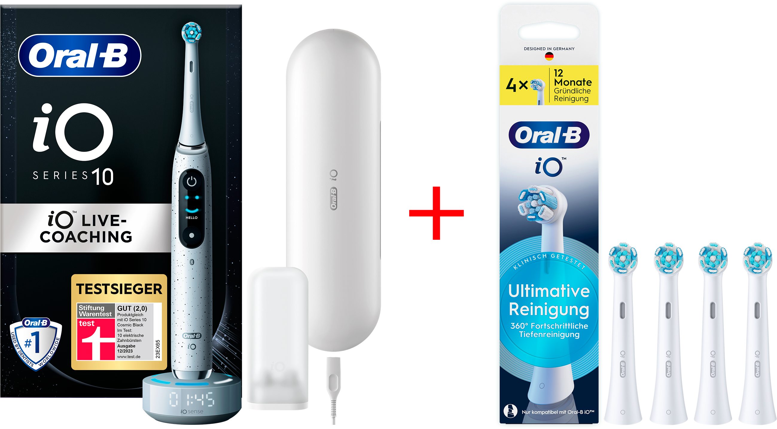 Oral-B Elektrische Zahnbürste iO 10, Щетки: 5 St., Magnet-Technologie, iOsense, 7 Putzmodi, Farbdisplay & Lade-Reiseetui