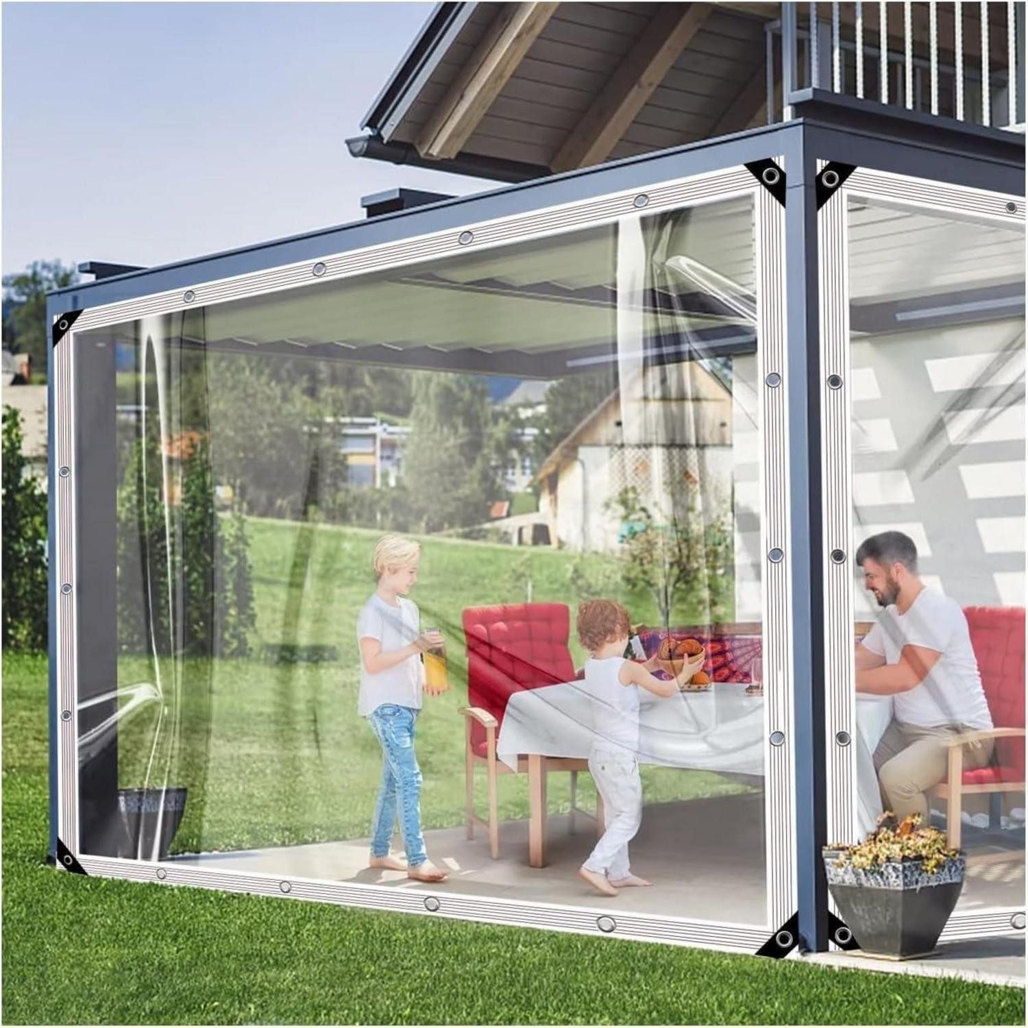 LuxusKollektion Schutzplane Transparente PVC Plane mit Ösen 420g/m² wasserdicht 2x1m (1-St) von LuxusKollektion