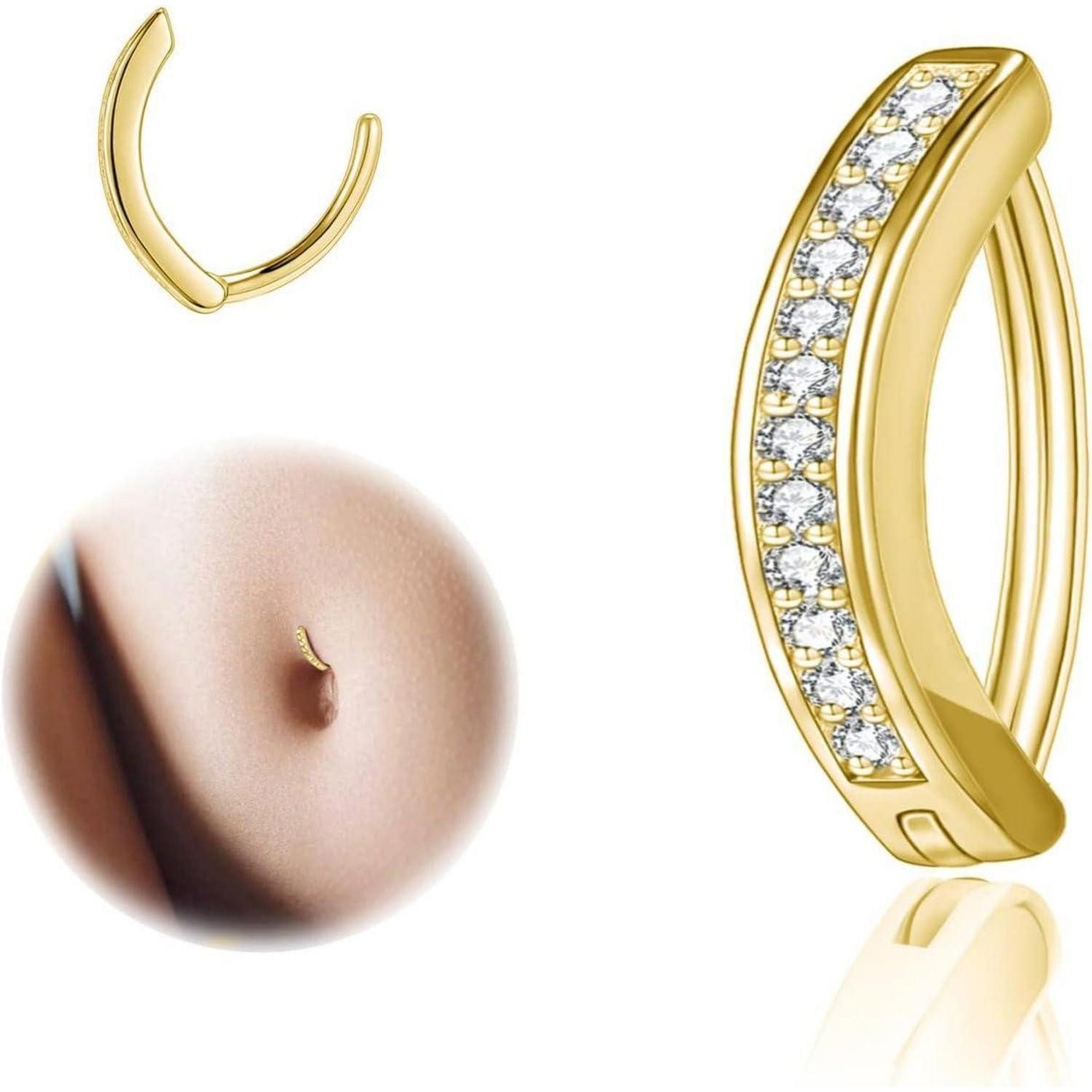 ZS Bauchnabelpiercing 14G Clicker Bauchnabelpiercing 925 Silber Diamanten Schmuck