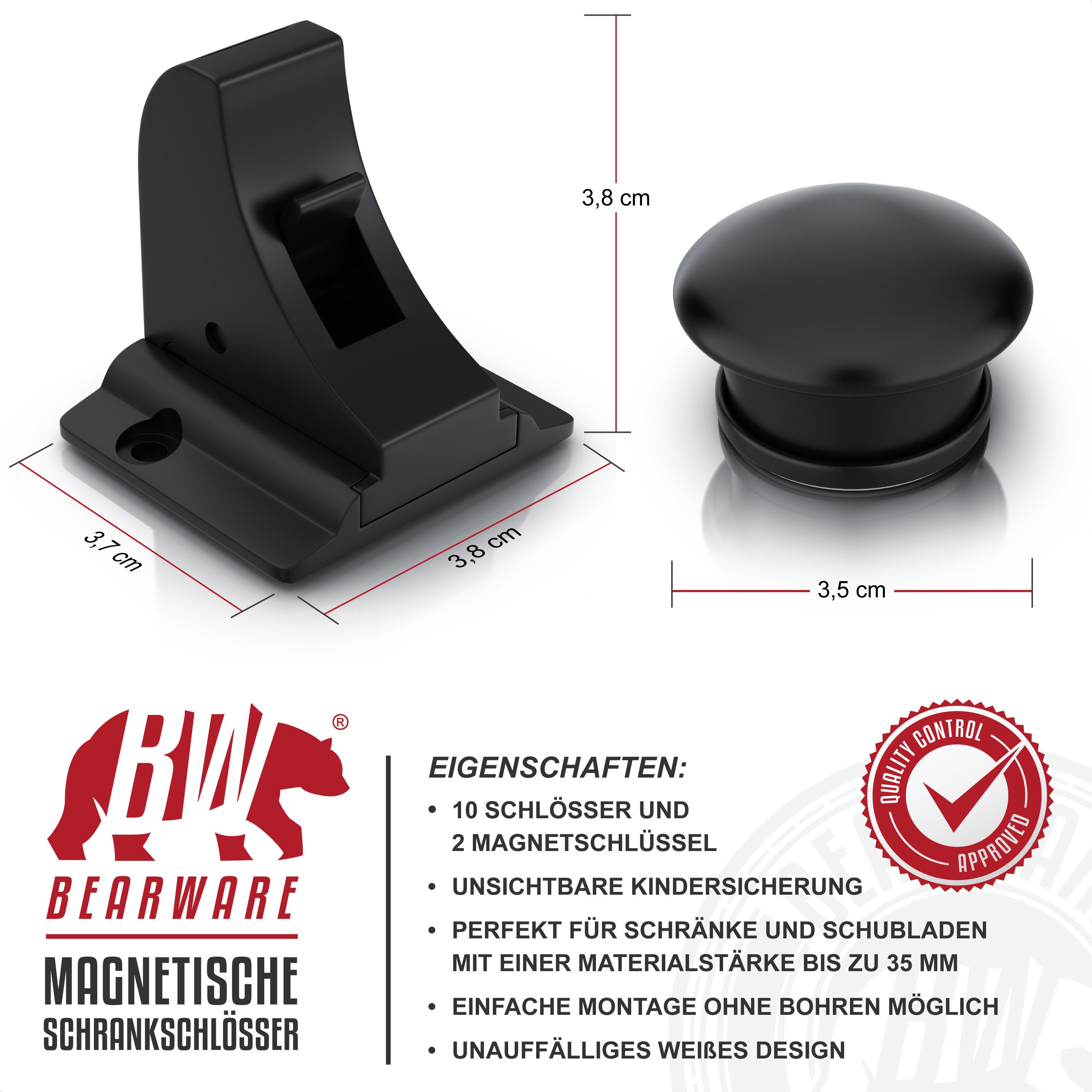 BEARWARE Kindersicherung Magnetisches Schrankschloss 10er, 2 Schlüssel, kin günstig online kaufen