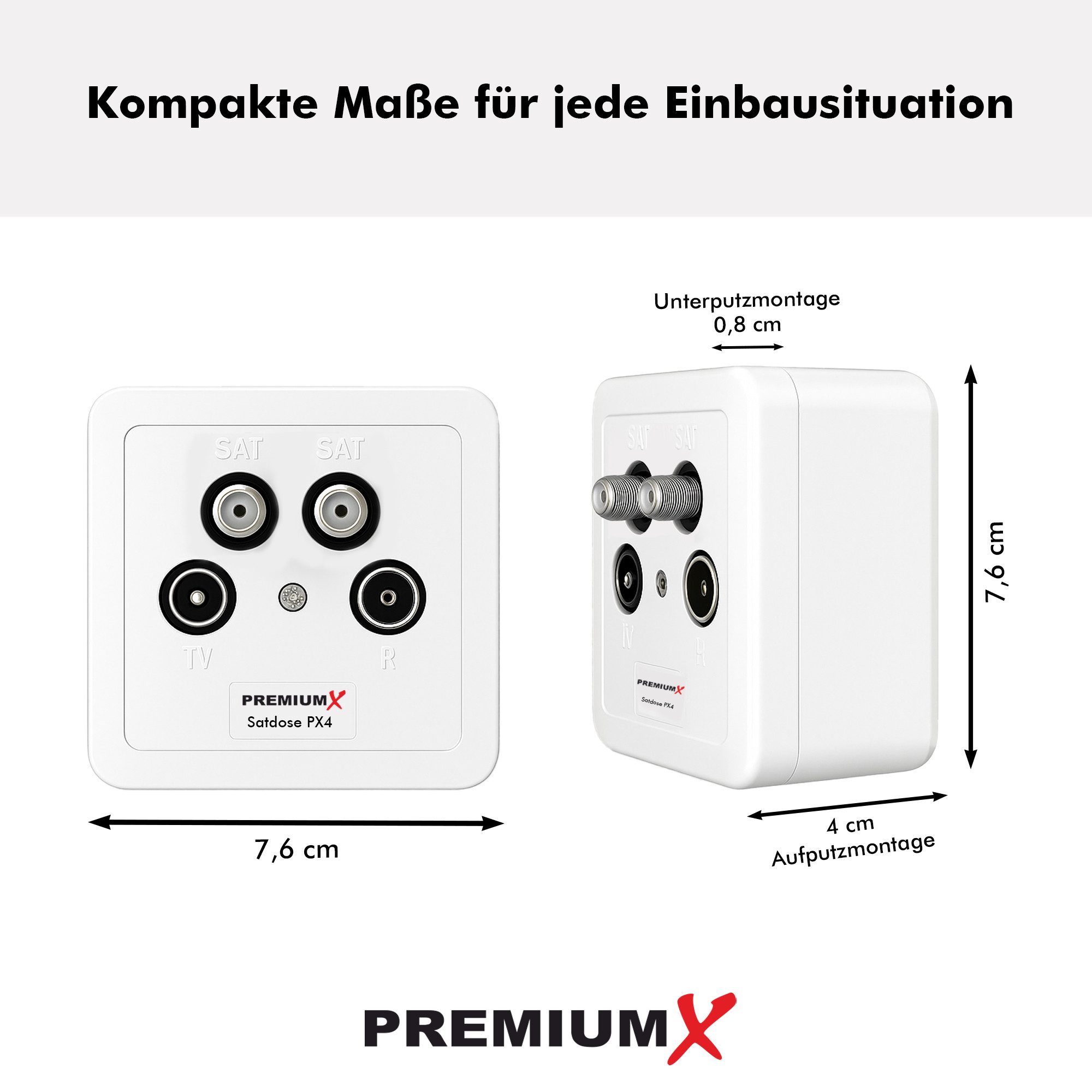 PremiumX Antennensteckdose PX4 Satdose 4-fach Enddose TWIN Antennendose CLASS A – Bild 4 von 5