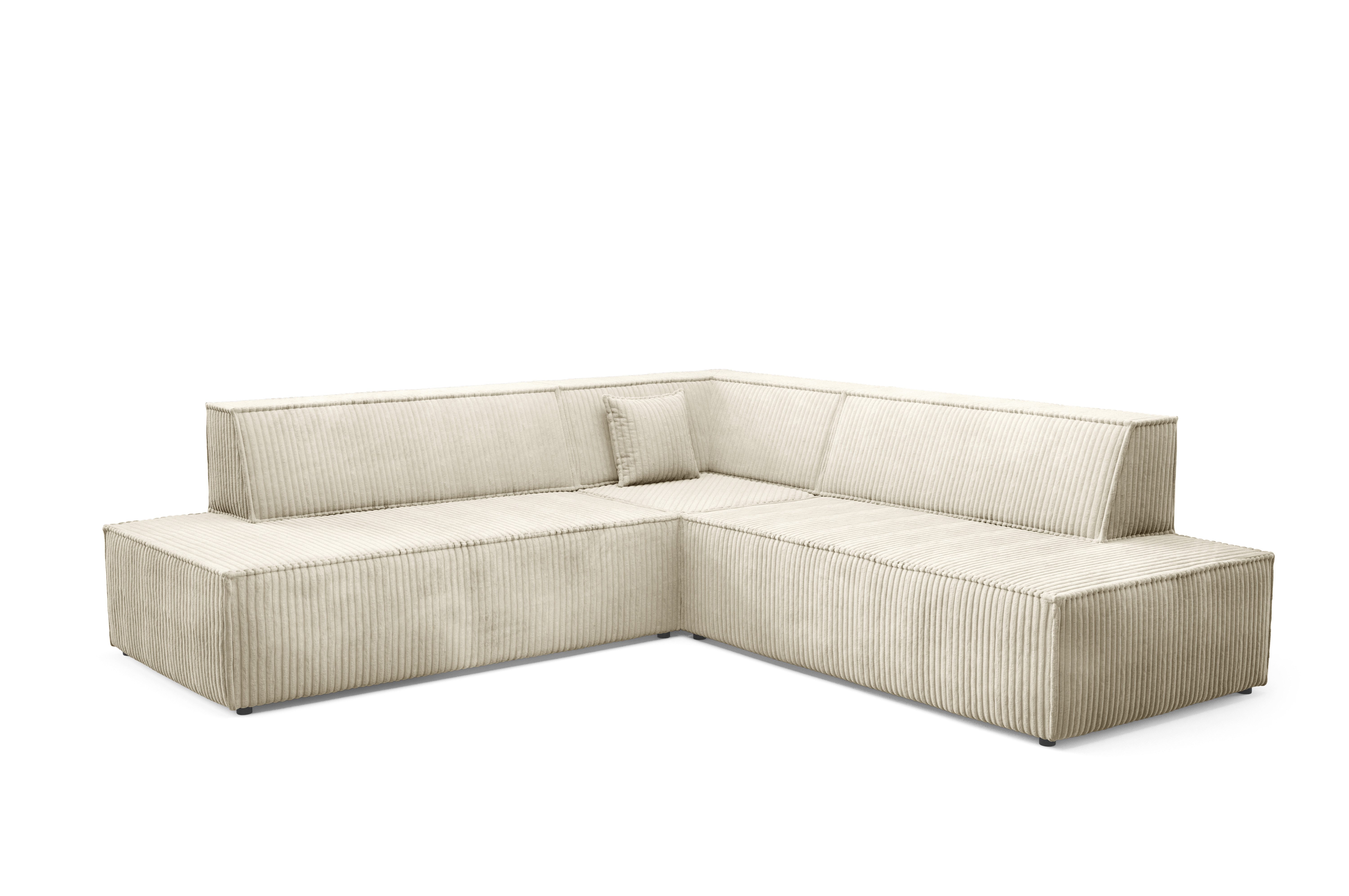 yourhouse24 Ecksofa Tilia II, Cord-Stoff mit Keder, inkl. Schlaffunktion & Bettkasten