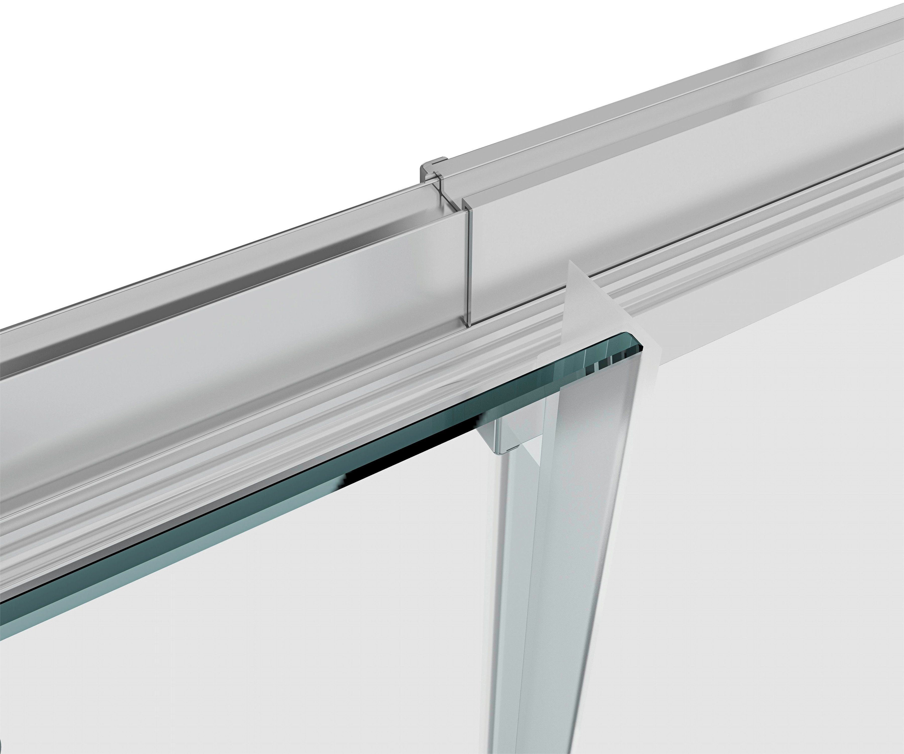 Marwell Eckdusche Glasdusche Flexi 90x90x190 cm, 4-tlg., mit hochwertigen Aluminiumprofilen in silber-matt oder weiß, Variable Breite 77 cm bis 90 cm, Duschkabine mit Eckeinstieg