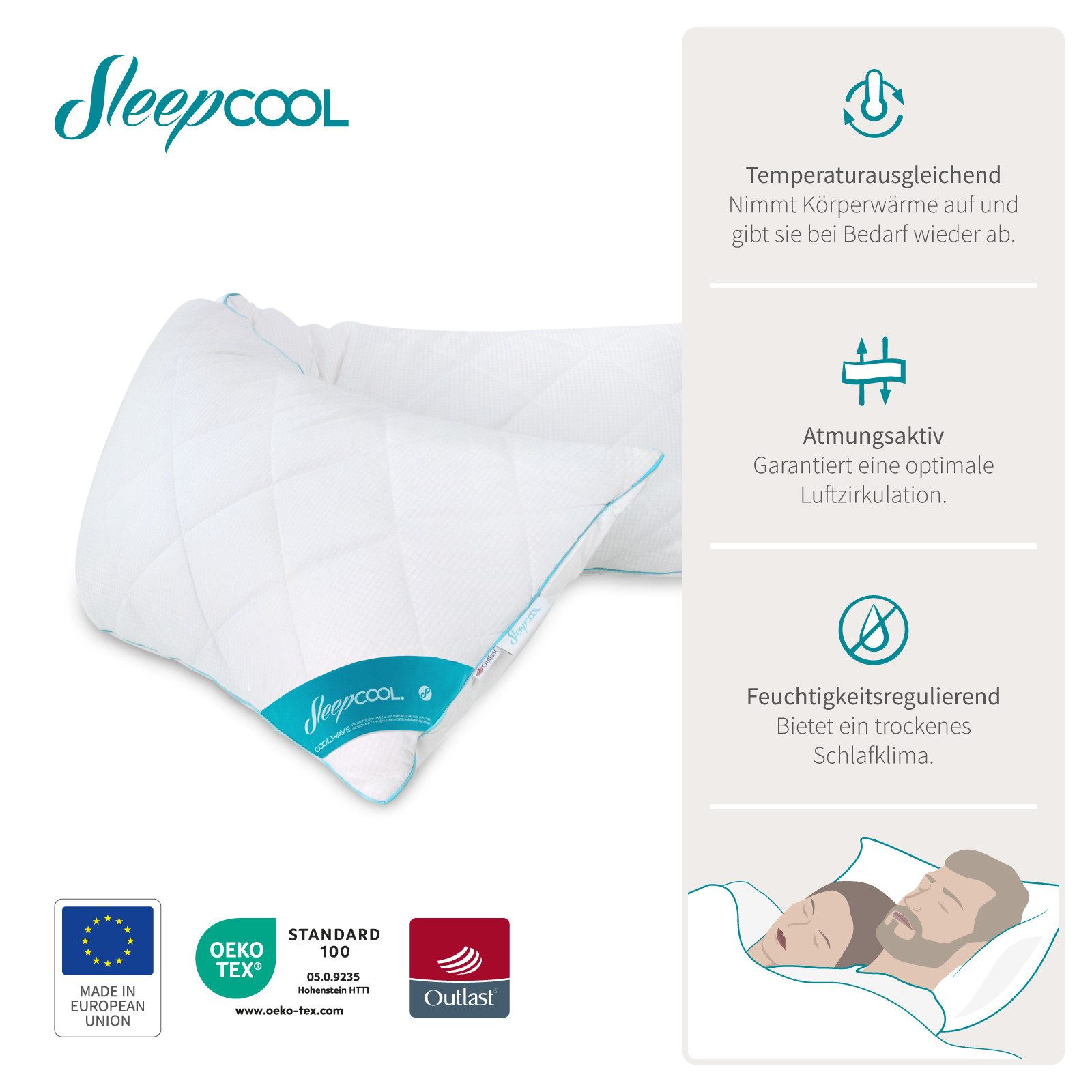 SleepCOOL Seitenschläferkissen Temperaturregulierend, mit Kühleffekt, Optim günstig online kaufen