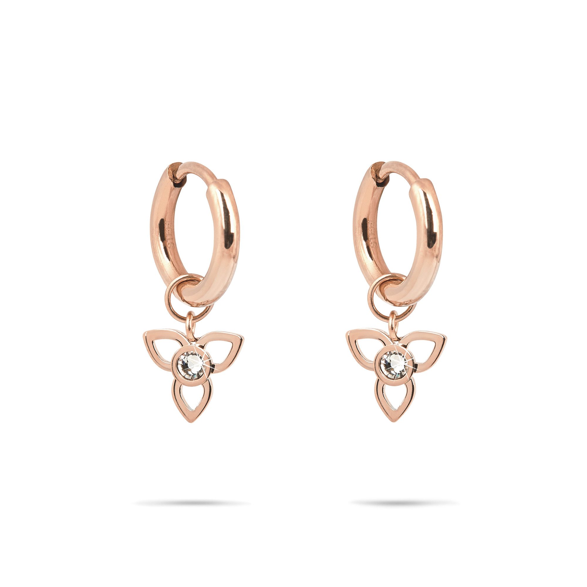 Tamaris Paar Creolen Schmuck Geschenk Creolen mit abnehmbaren Einhängern in Blüten-Otpik, mit Zirkonia (synth)