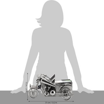 BRUBAKER Weinflaschenhalter Vintage Motorrad mit Beiwagen Flaschenhalter, (inklusive Grußkarte), Metall Skulptur, Wein Geschenk