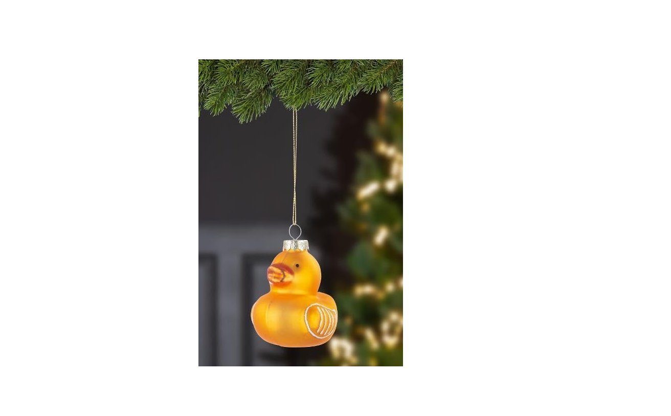 GILDE Weihnachtsbaumkugel Gilde Glas Baumschmuck Quitscheente H 8cm