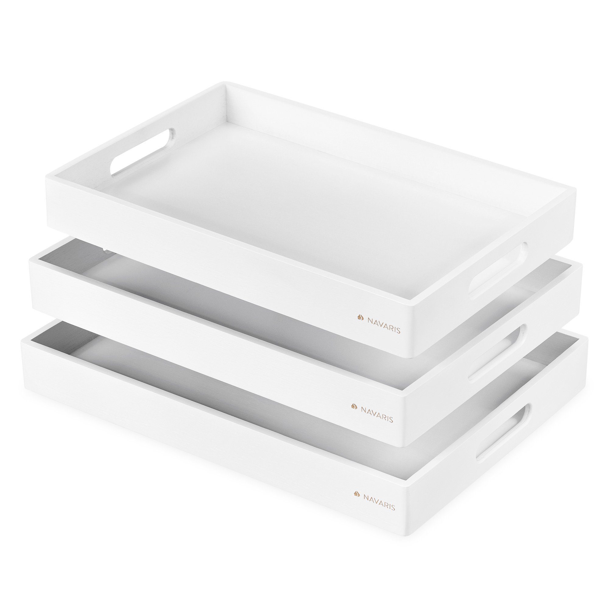 Tablett Serviertablett - 3x Servierplatte - rechteckig - Tabletttisch