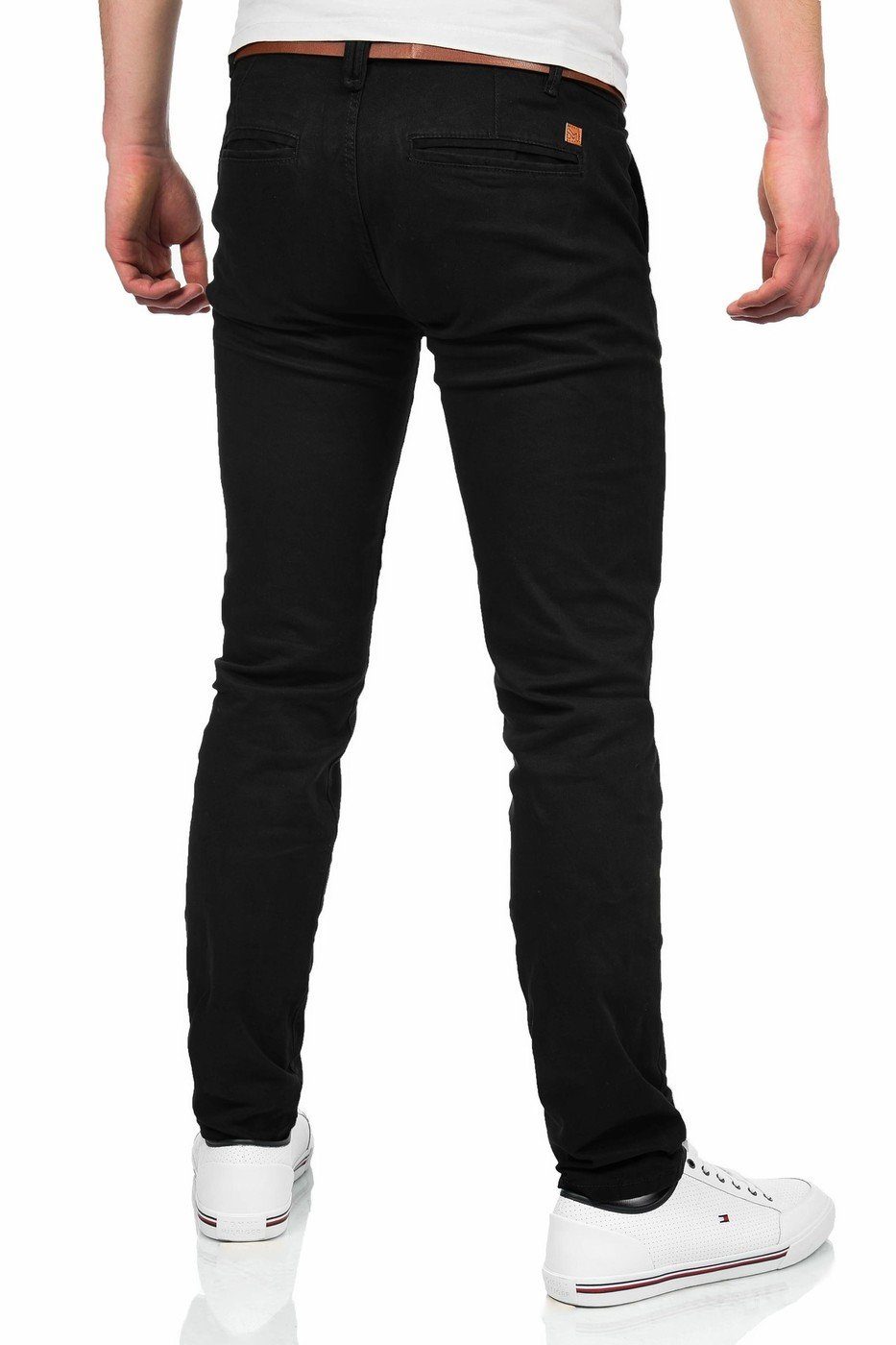 Maurelio Modriano Chinohose Regular Slim – Baumwollhose mit Stretch inkl. Gürtel Baumwoll-Chino mit Stretch, Reißverschluss und Gürtel inklusive