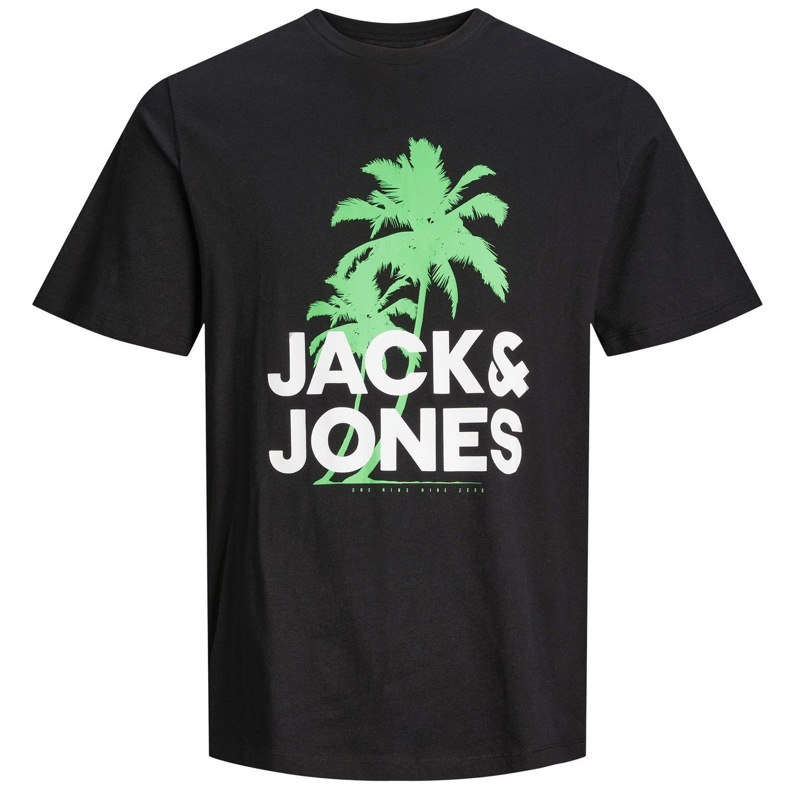 Jack & Jones Rundhalsshirt Große Größen T-Shirt Palmen-Logo JCOWAVY schwarz Jack&Jones