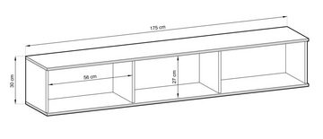 MOEBLO TV-Board Dayn RTV 175 (Lowboard Fernsehtisch TV Bank TV Tisch Fernseher Tisch TV Möbel, RTV-Schrank mit goldenen Einsätzen Hängend), (HxBxT):30x175x32cm