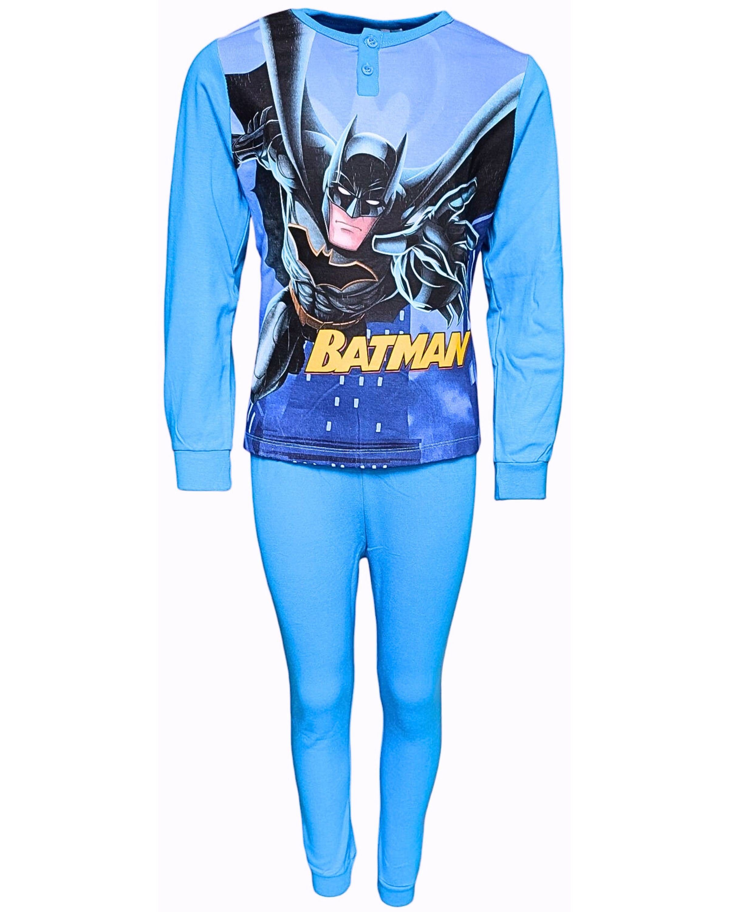 Batman Schlafanzug (2 tlg) Jungen Pyjama langarm Gr. 98-128 cm Blau