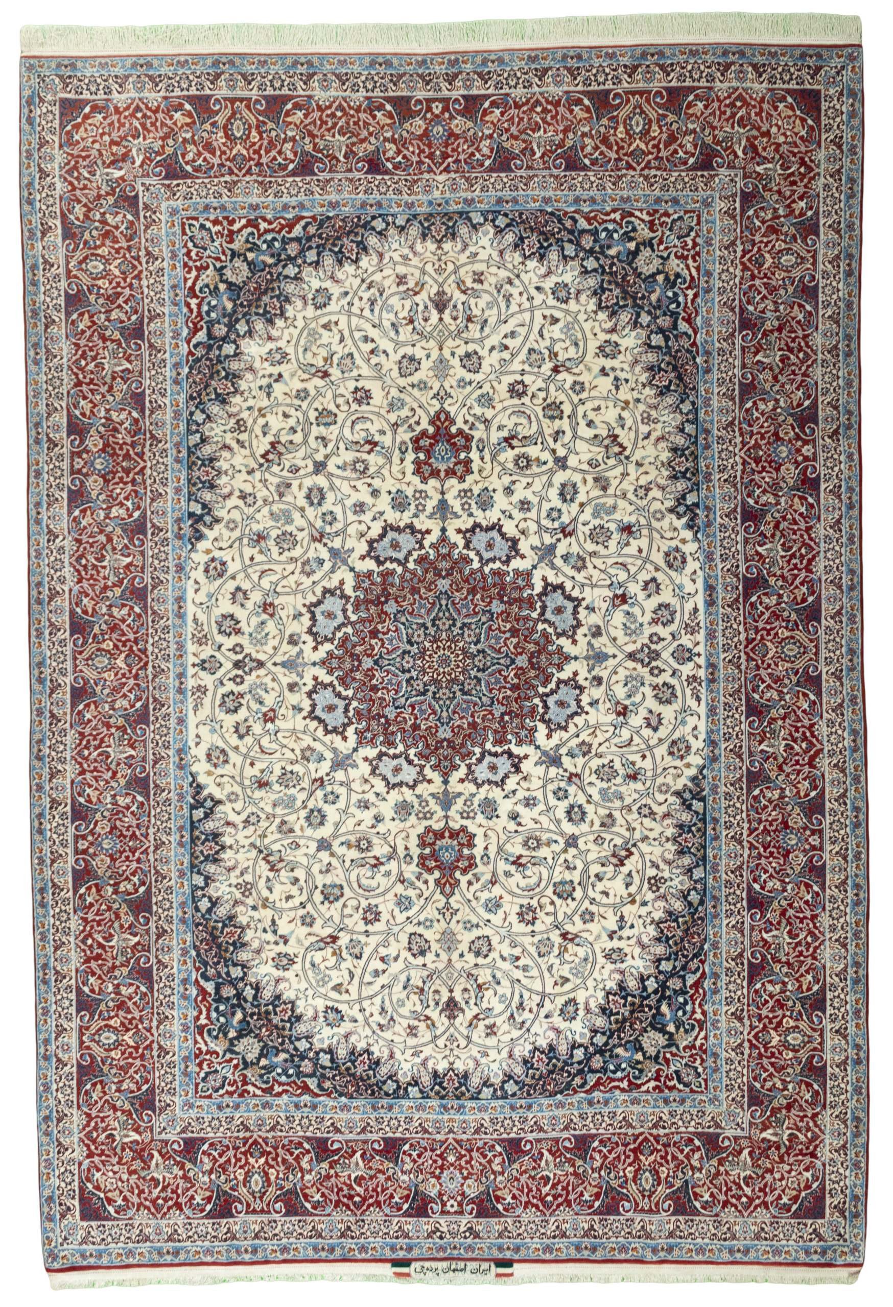 CABBEL Orientteppich 380x260 cm Perser Isfahan Beige Korkwolle Handgeknüpft Klassisch, rechteckig, Höhe: 6 mm, 100% Korkwolle – robust, langlebig, sehr hohe Knüpfdichte